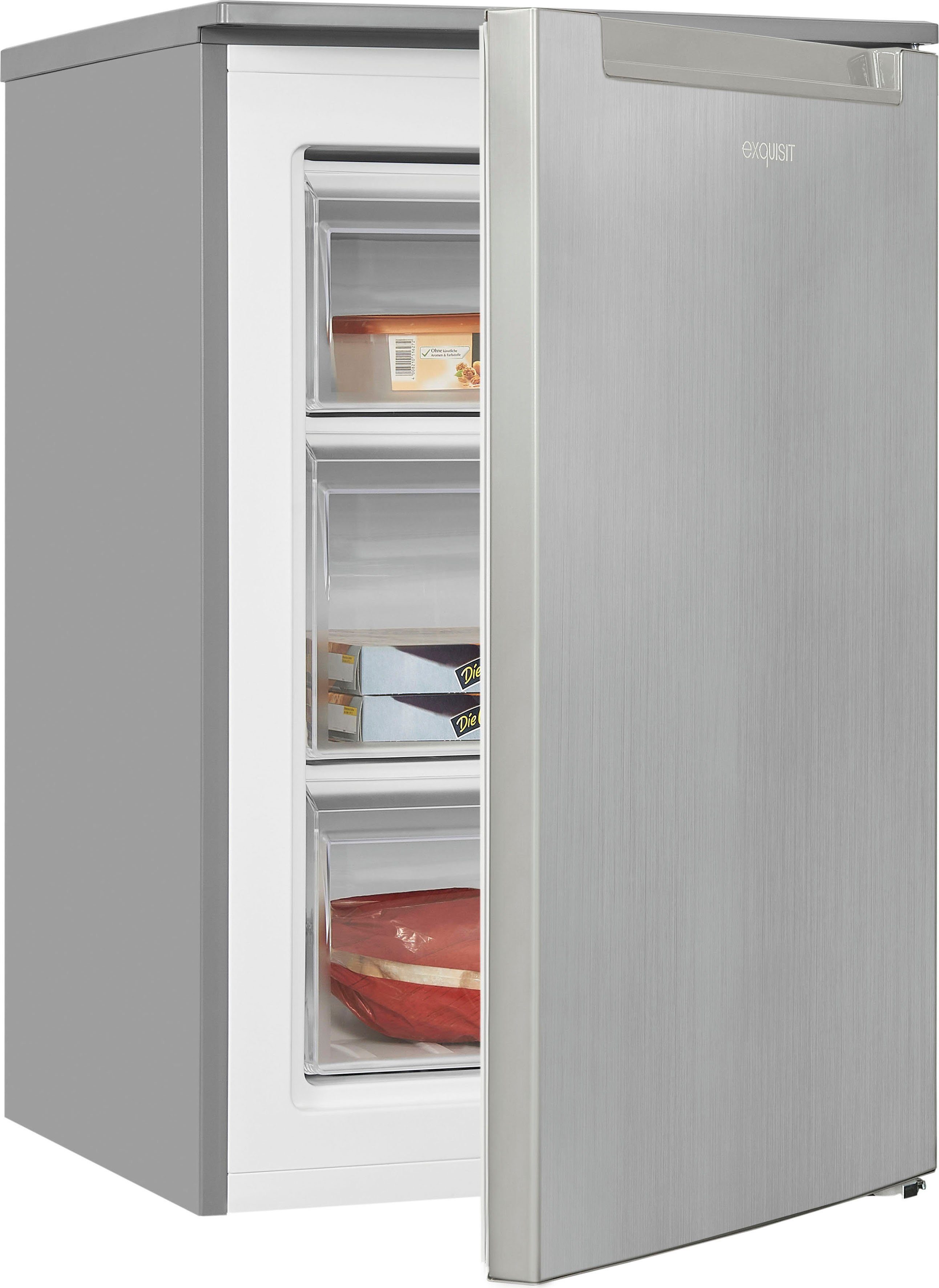 exquisit Gefrierschrank GS81-040C inoxlook, 85,5 cm hoch, 54,5 cm breit, energiesparend in Energieeffizienz C, 87 Liter Nutzinhalt, 4 Sterne