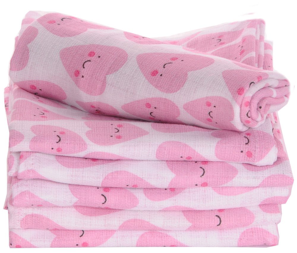 La Bortini Spucktuch Stoffwindeln Tücher für Baby Babywindeln Stilltücher mit Herzen, aus reiner Baumwolle, Mullwindeln, Mulltücher 10er Pack