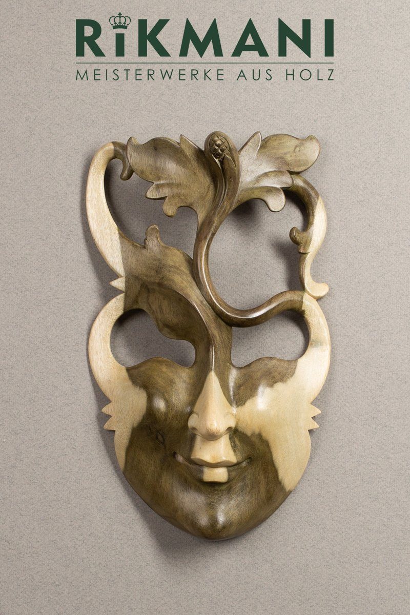 Holz, aus Maske handgearbeitet Rikmani Wanddekoration Wandskulpturen Wanddekoobjekt - Vollholz aus Masken
