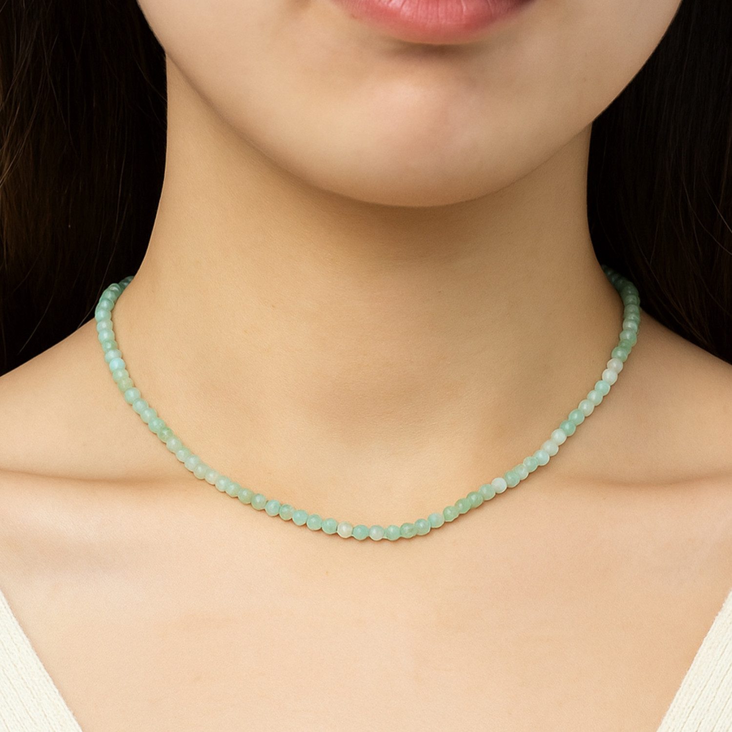 KARMA Kette ohne Anhänger Halskette Damen Naturstein 39 cm Kette vers. Farben (Damenhalskette Edelsteinkette, 1-tlg., Schmuck für Frauen verstellbar), verschiedene Steine