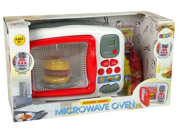 LEAN Toys Kinder-Küchenset Mikrowelle Herd Hamburger Hot-Dog Zubehör Tasten Interaktiv Licht