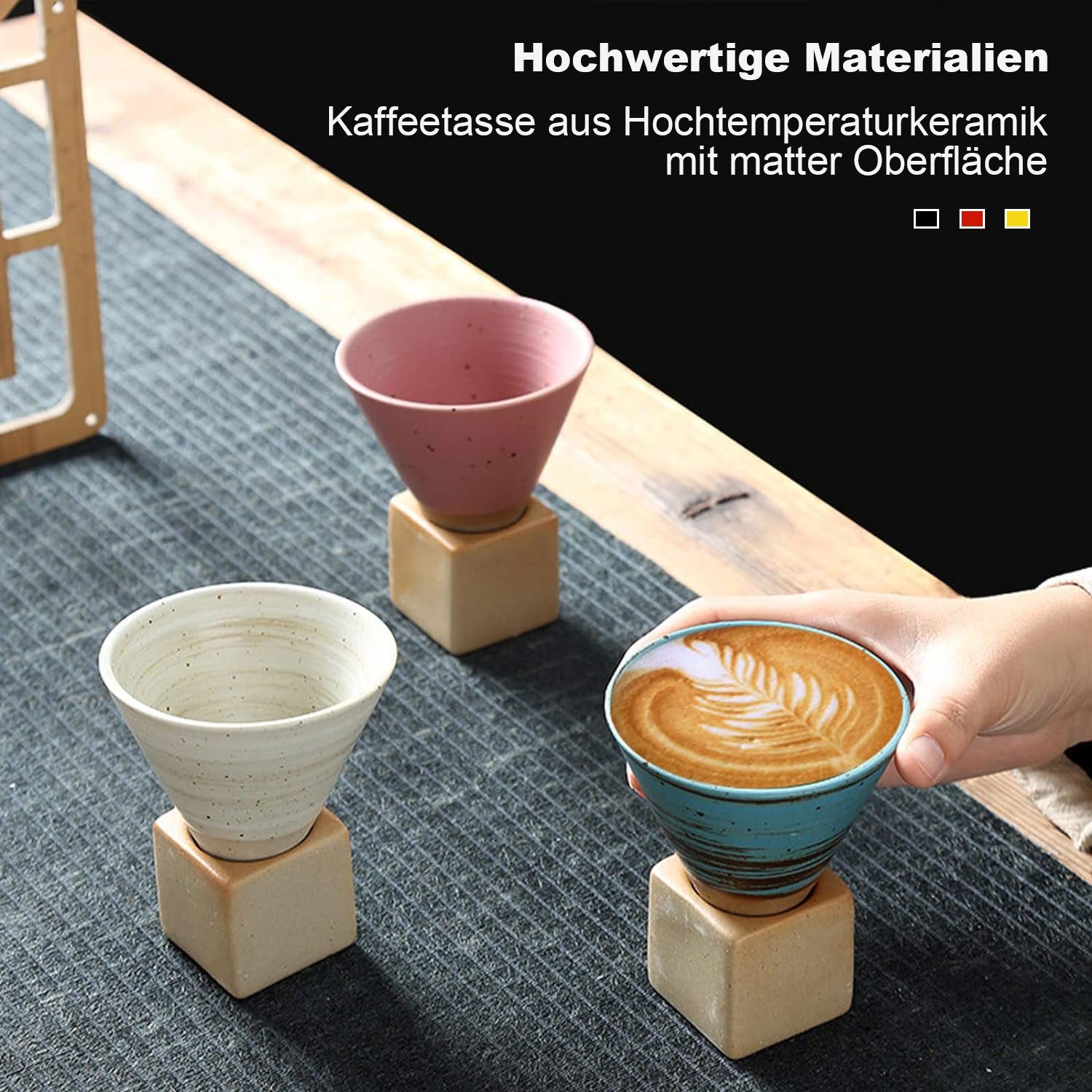 MAGICSHE Tasse Grobe mit keramische 200ml, Kaffeetasse Teetassen Basis, Rosa