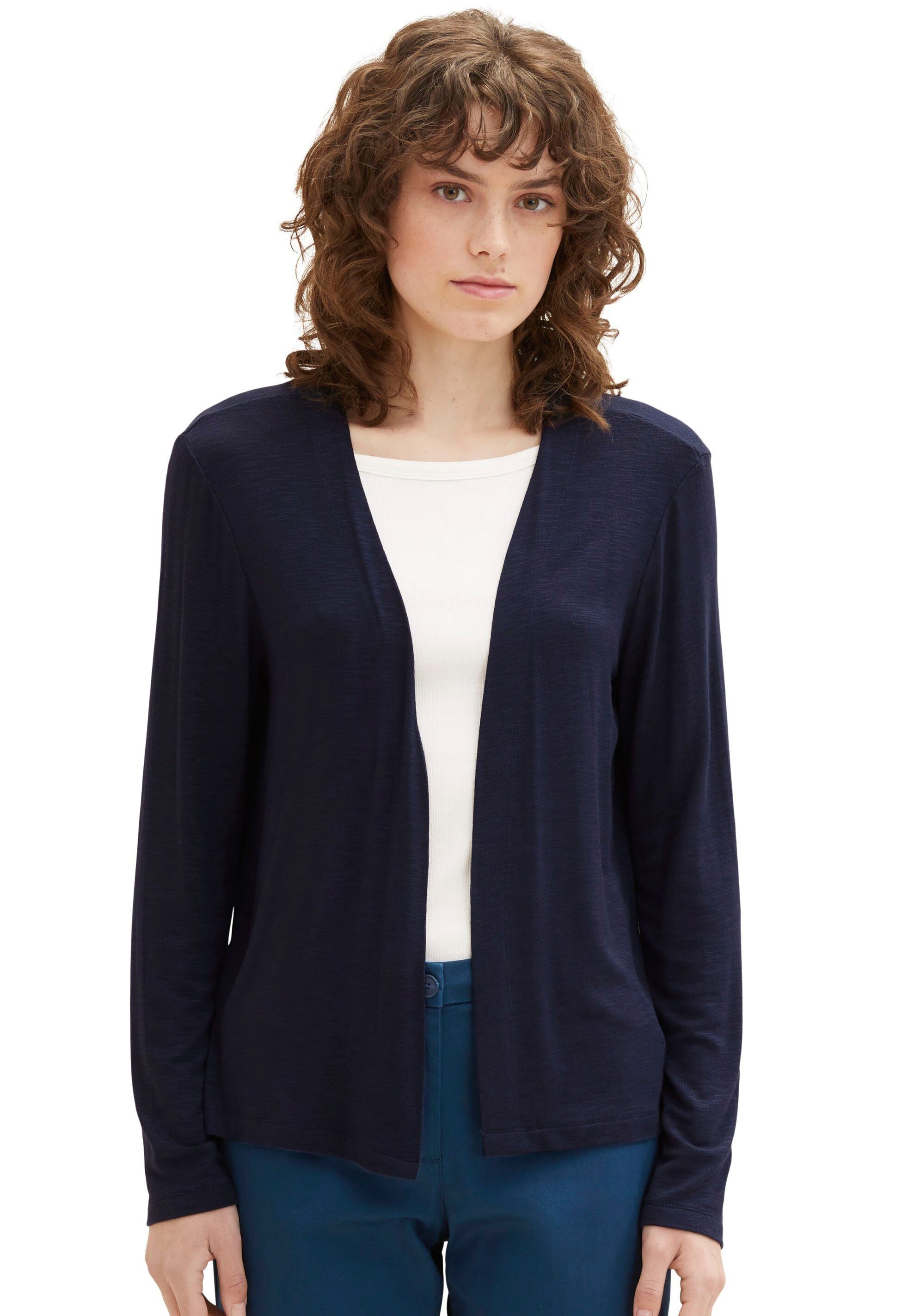 TOM TAILOR Cardigan Streifenmuster dunkelblau mit