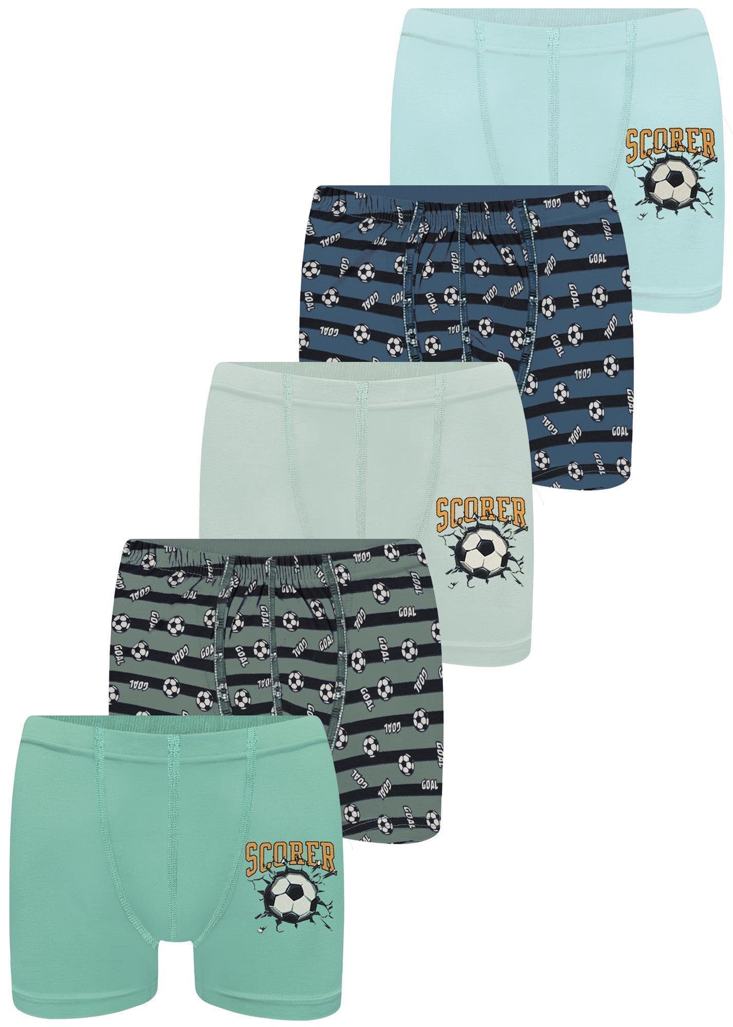LOREZA Boxershorts 5er Set Jungen Boxershorts - Scorer - Bunt (Spar-Packung, 5-St)