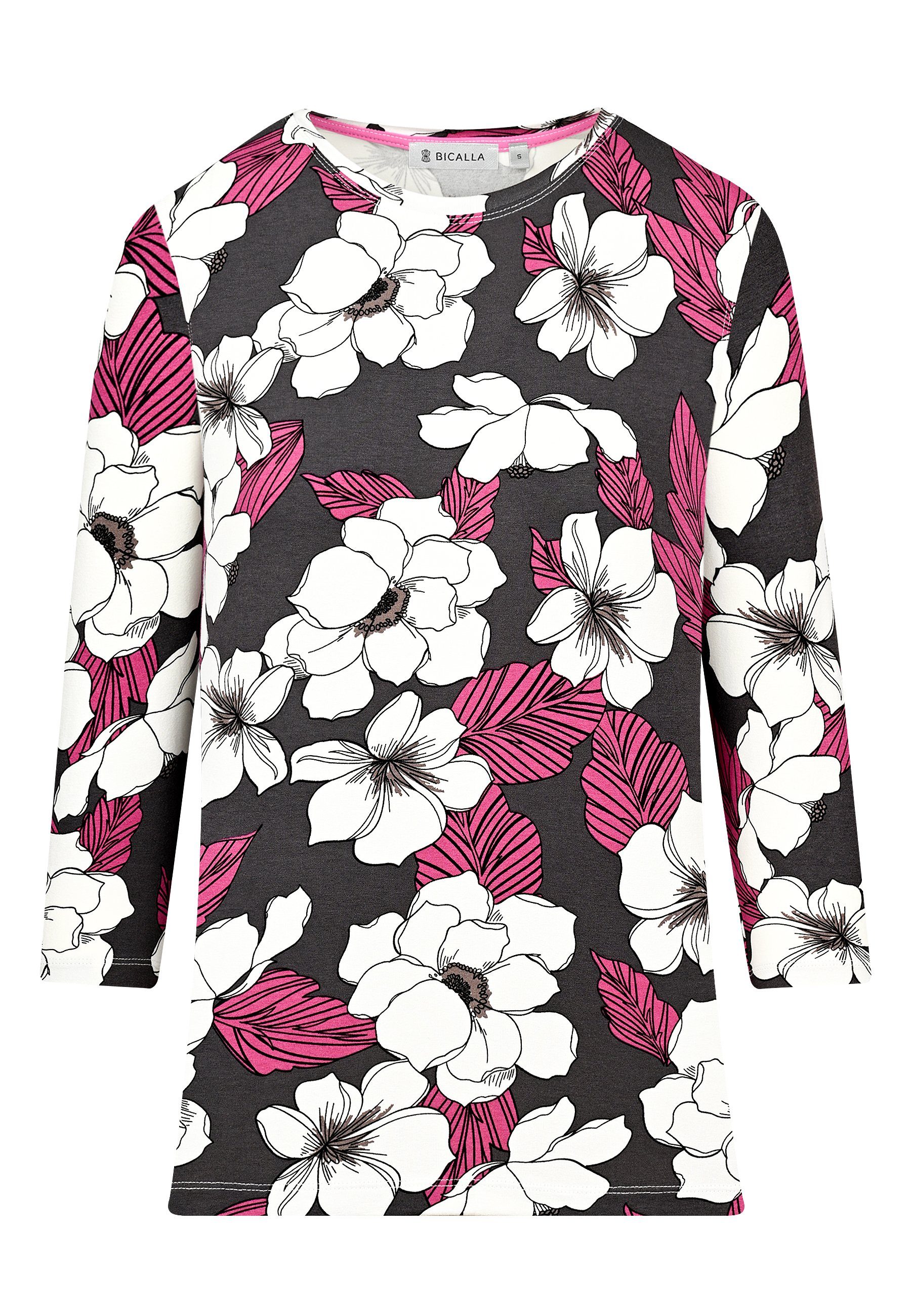 BICALLA T-Shirt Shirt 06/anthra-pink - Flowers Big (1-tlg)