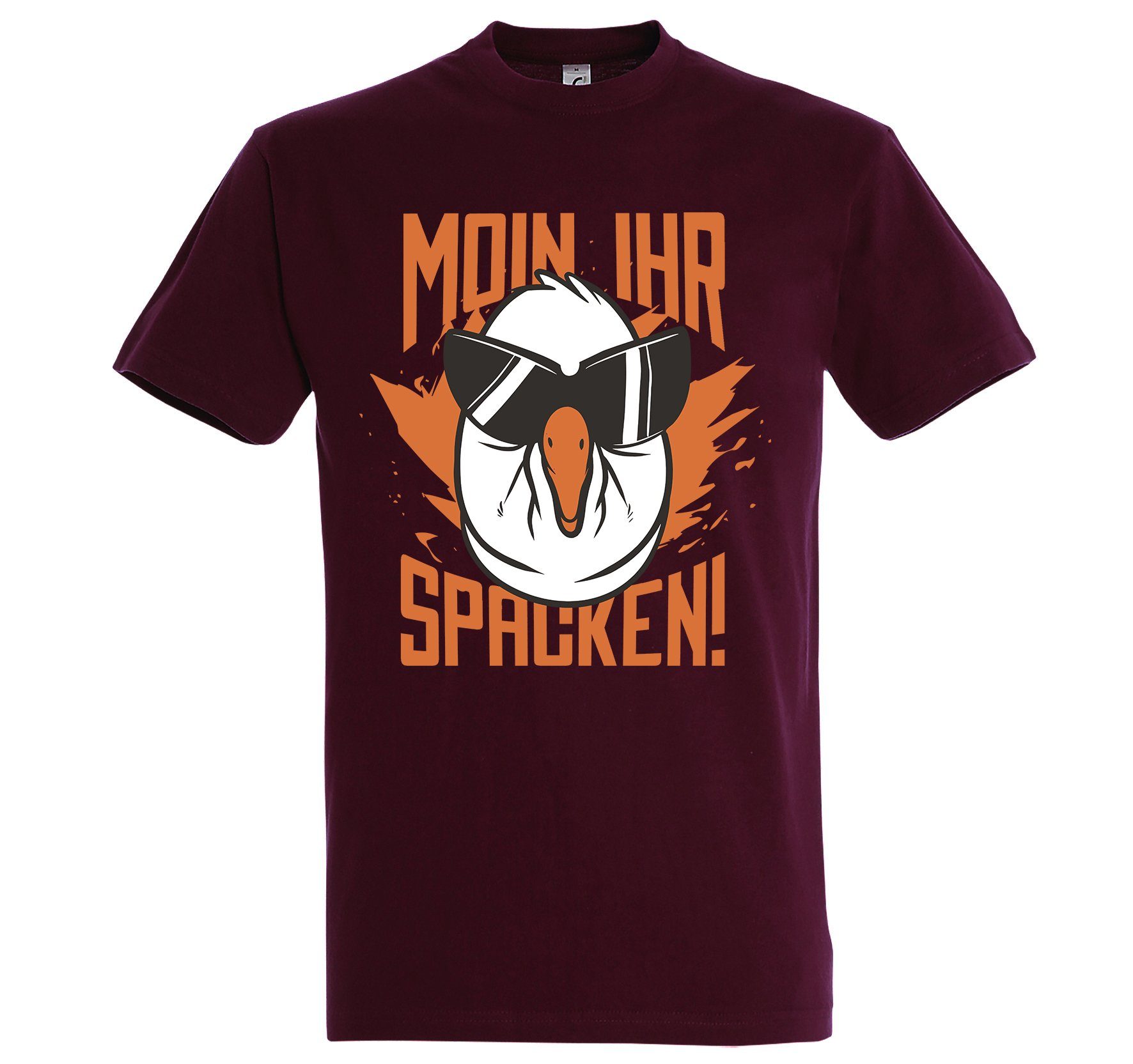 Youth Designz Print-Shirt Herren T-Shirt Moin Ihr Spacken mit lustigem Spruch Aufdruck Burgund