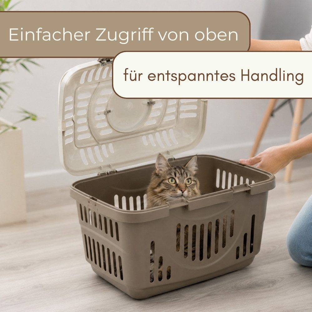 GarPet Tiertransportbox Transportbox Katze Hundetransportbox Oben Öffnen Katzentransportbox