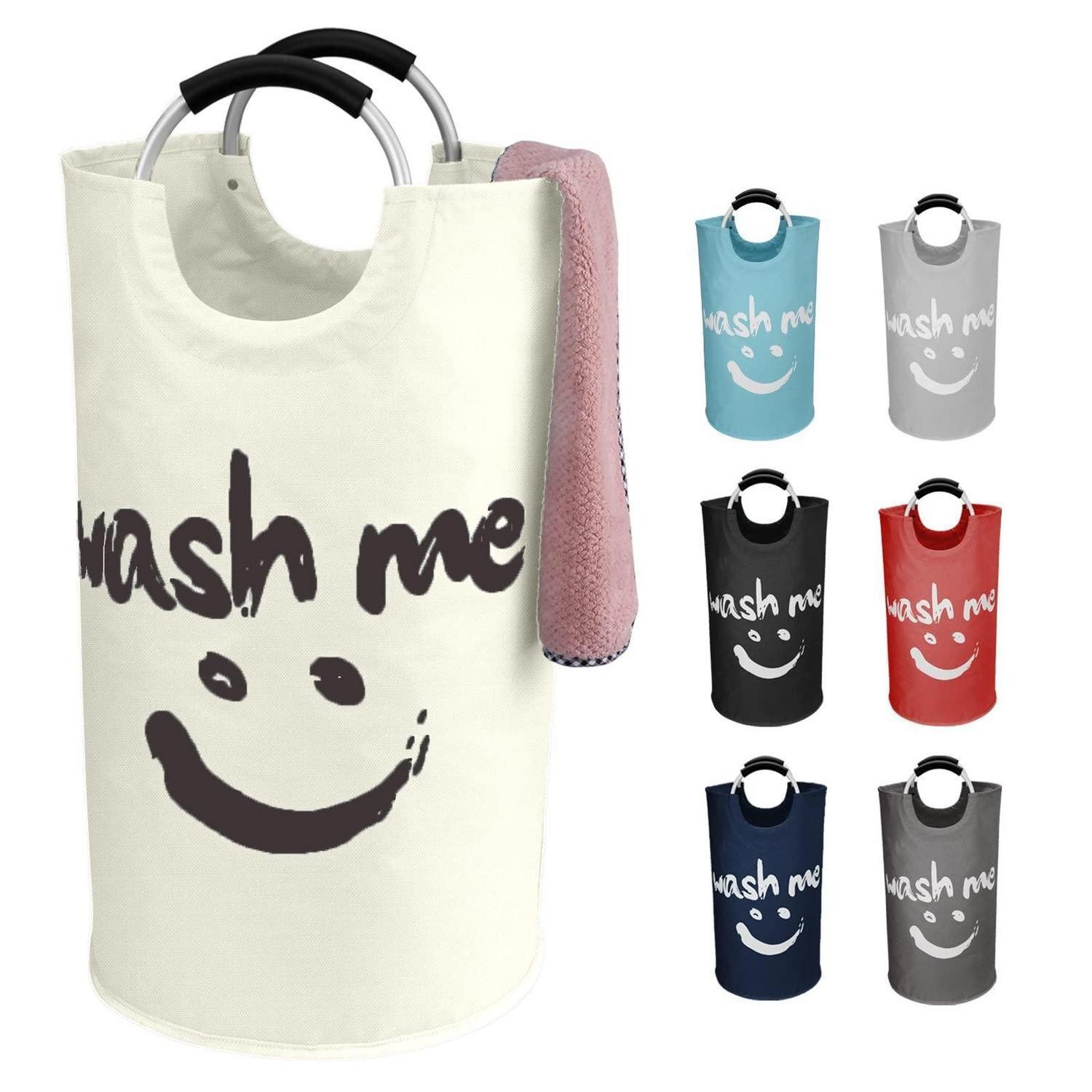 LuxusKollektion Wäschesack Wäschesammler Faltbar Wäschekorb Wäschesack Griffe Smiley L-95L Beige