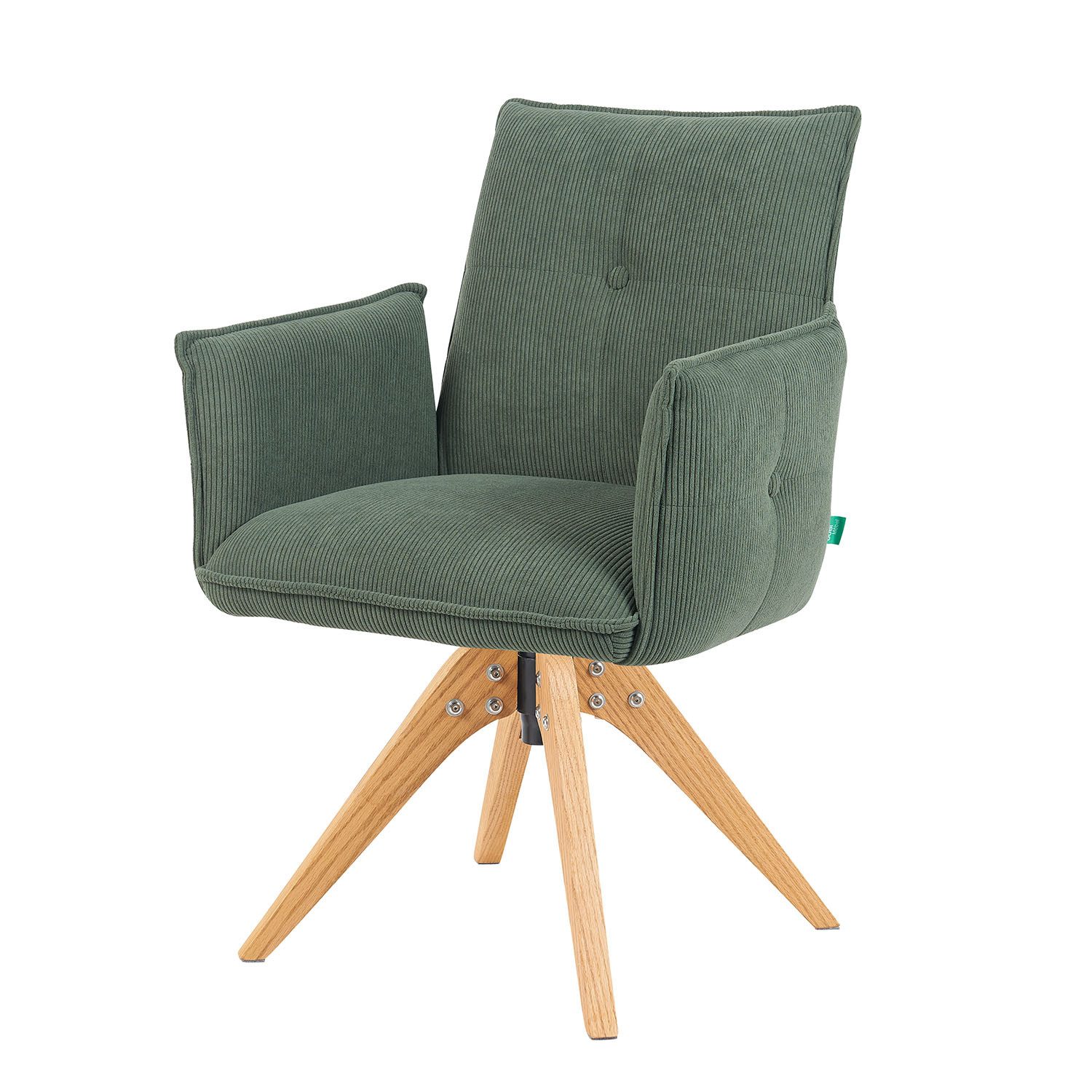 DUBI Möbel Polsterstuhl Mika-Emil, Federkern, Eiche geölt, 360° drehbar im 2er-Set