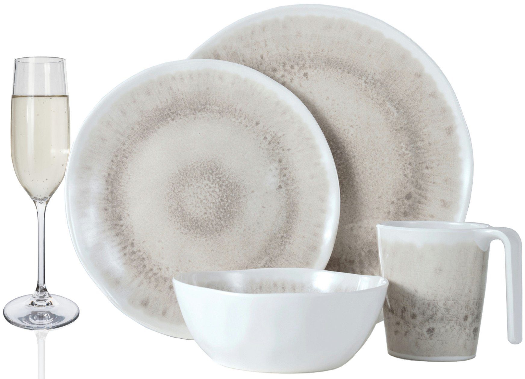 Geschirr-Set Campinggeschirr Melamin Geschirrset Amboss Design Picknick Camping