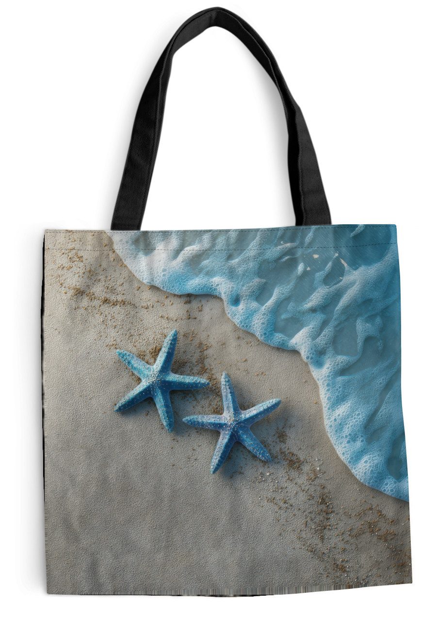 MuchoWow Shopper Seestern - Sand - Meer - Blau, Handtasche, Damen und Herren, Schultertasche, Umhängetasche, Tote Bag