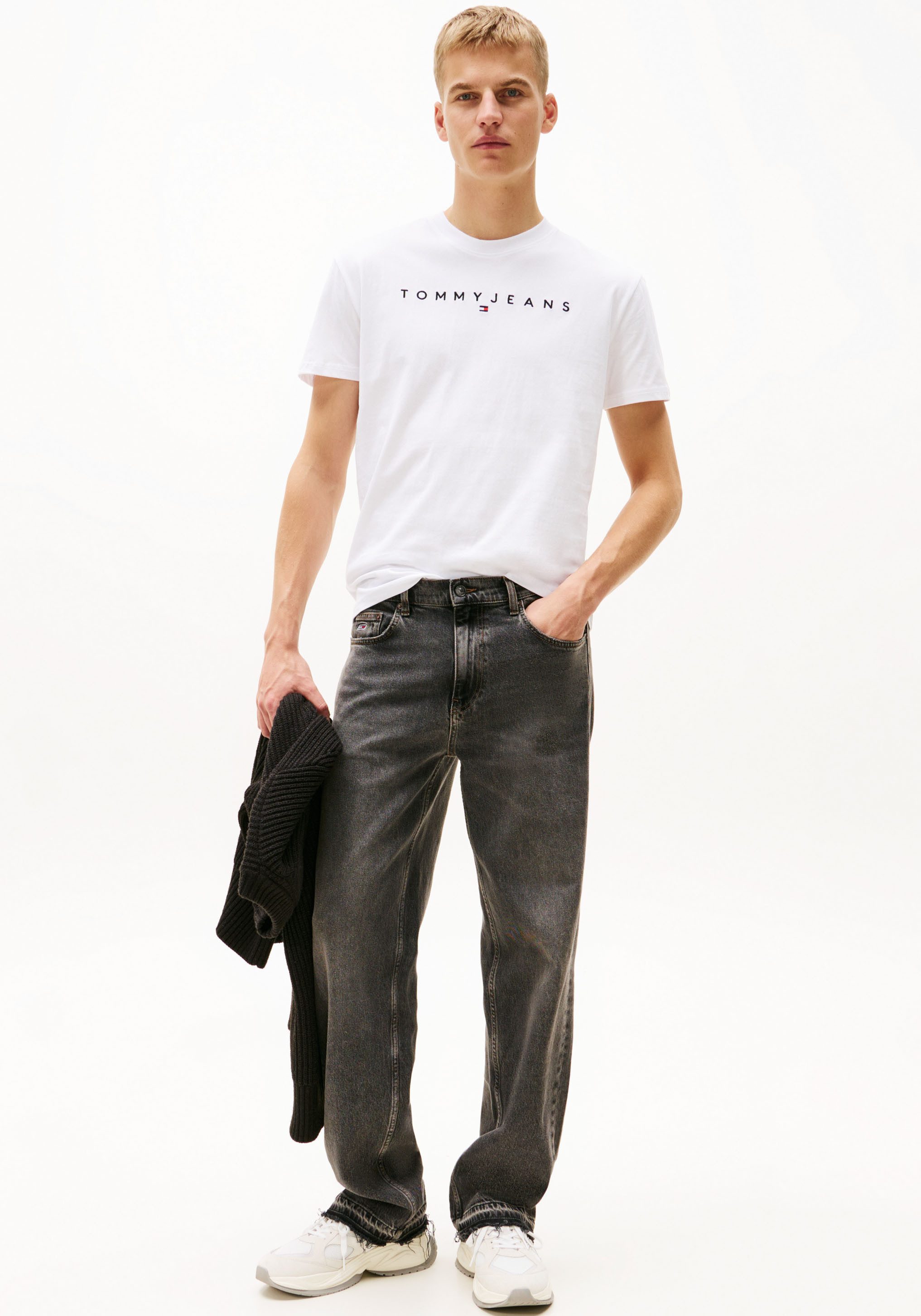 Tommy Jeans T-Shirt TJM REGULAR LINEAR LOGO EXT Rundhals, Regular Fit