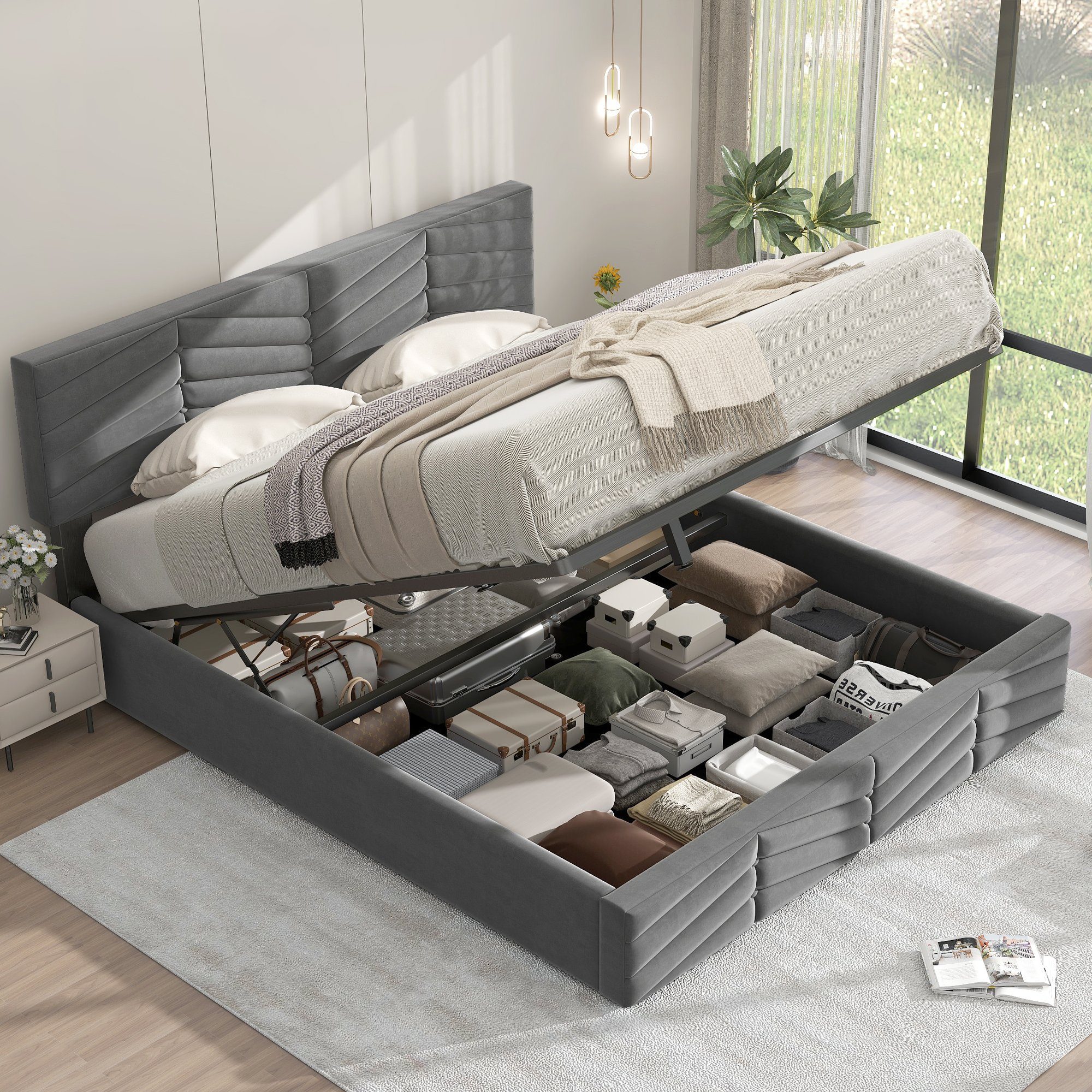 REDOM Polsterbett Doppelbett Bett Stauraumbett Jugendbett günstig online kaufen