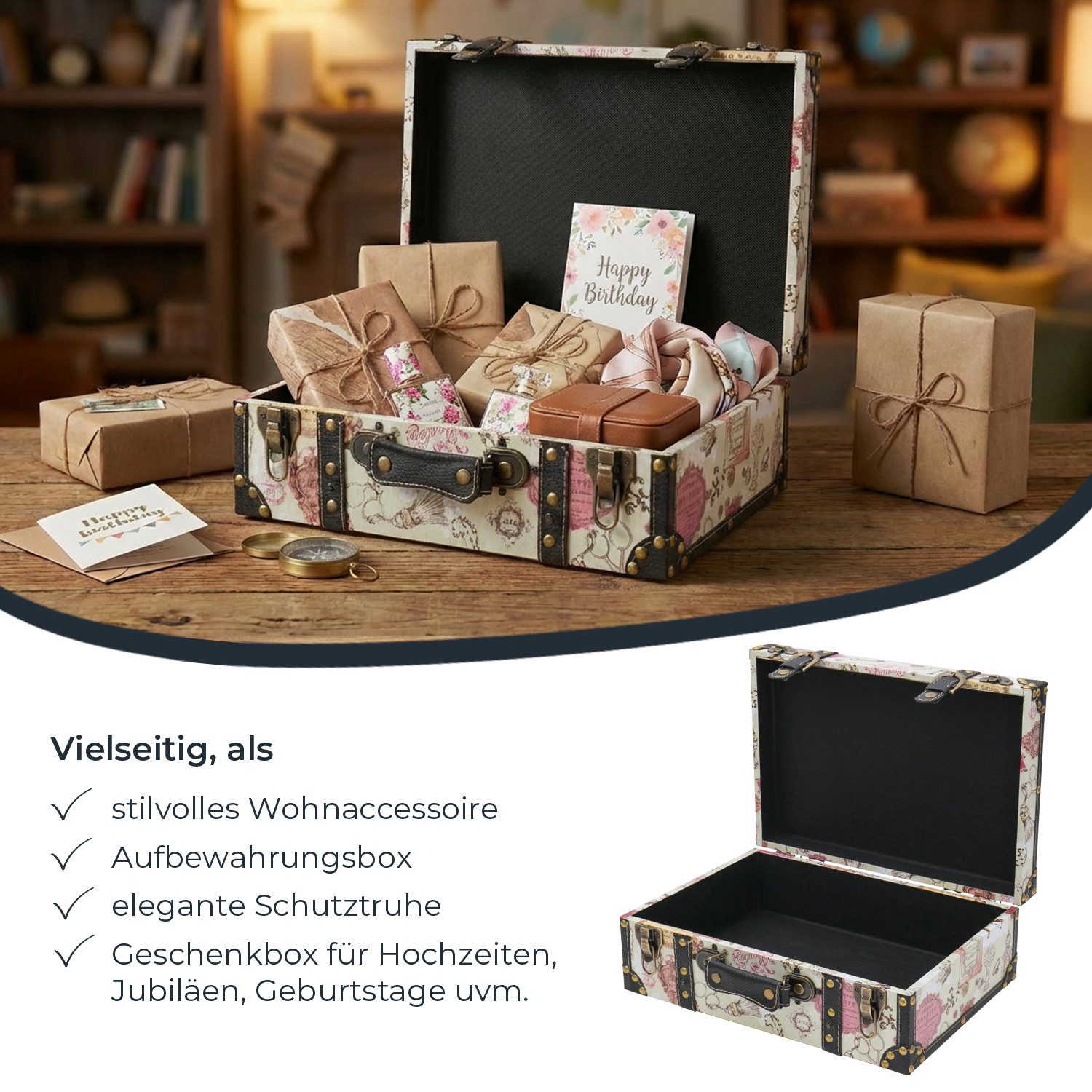 HMF Aufbewahrungsbox Geschenkkoffer im Barock Design, 38 x 26 x 13 cm, Geschenkkoffer im Barock Design, 38 x 26 x 13 cm