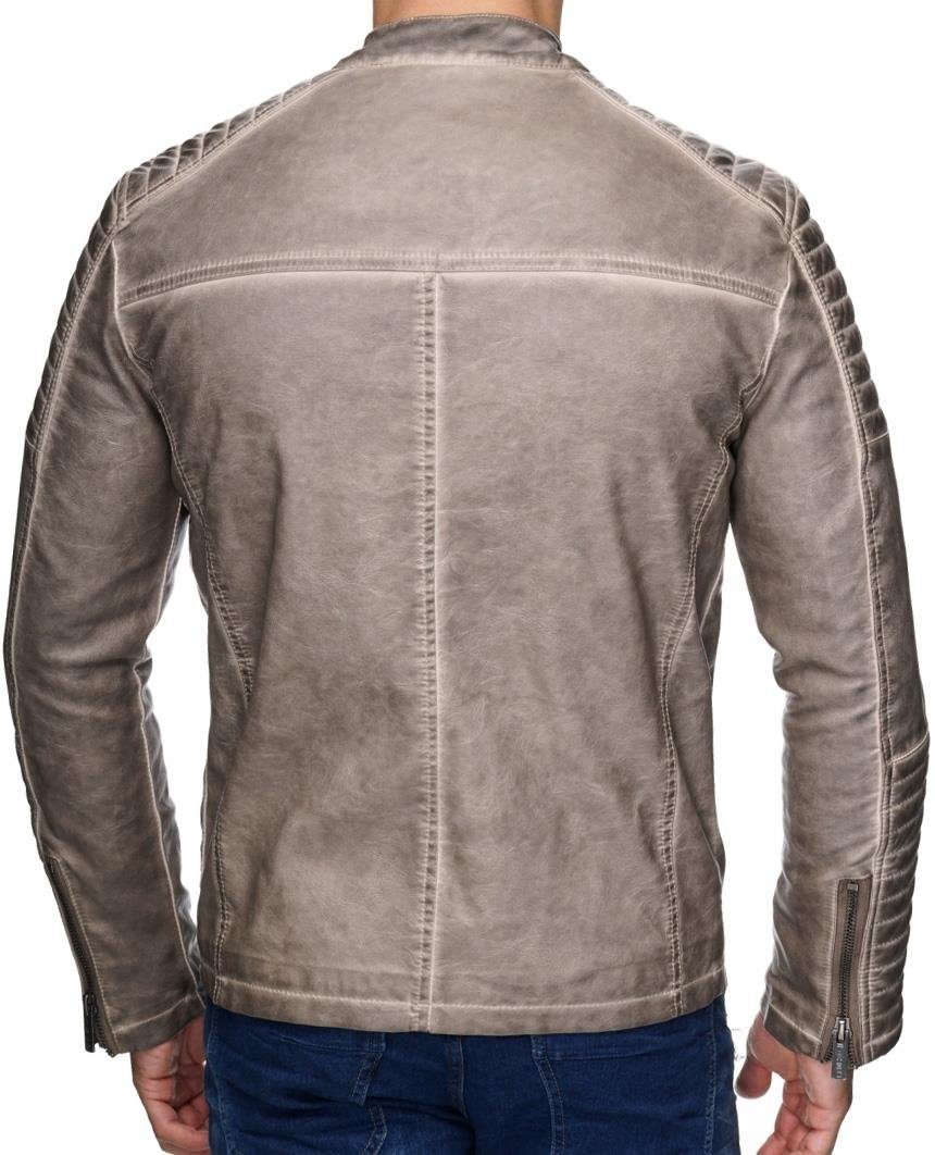 RedBridge Lederimitatjacke Premium Trendsetter Kunstleder Bikerjacke Beige