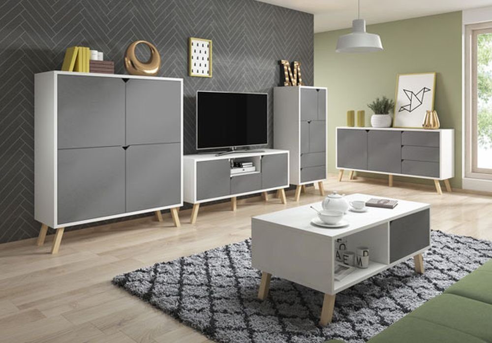 Feldmann-Wohnen Wohnzimmer-Set Tokio, (Set, 1 Lowboard - 1 Kommode - 2 Highboard - 1 Couchtisch)