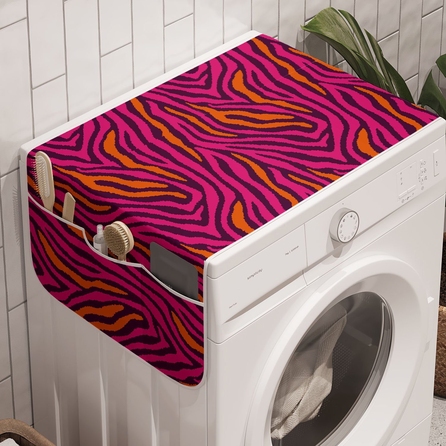 Abakuhaus Badorganizer Anti-Rutsch-Stoffabdeckung für Waschmaschine und Trockner, Safari Zebra-Muster-Streifen-Design