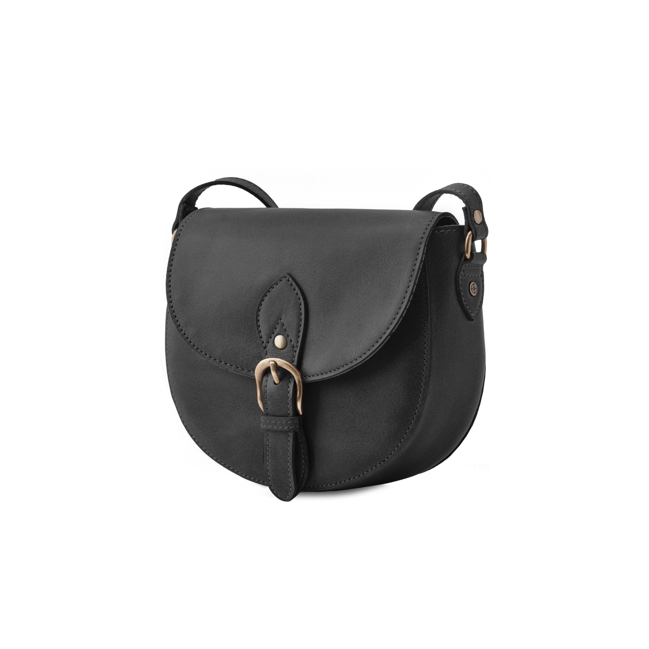 DRAKENSBERG Umhängetasche Satteltasche »Sally« Schwarz, Damen Leder Handtasche, klein, hochwertig handgemacht, Vintage
