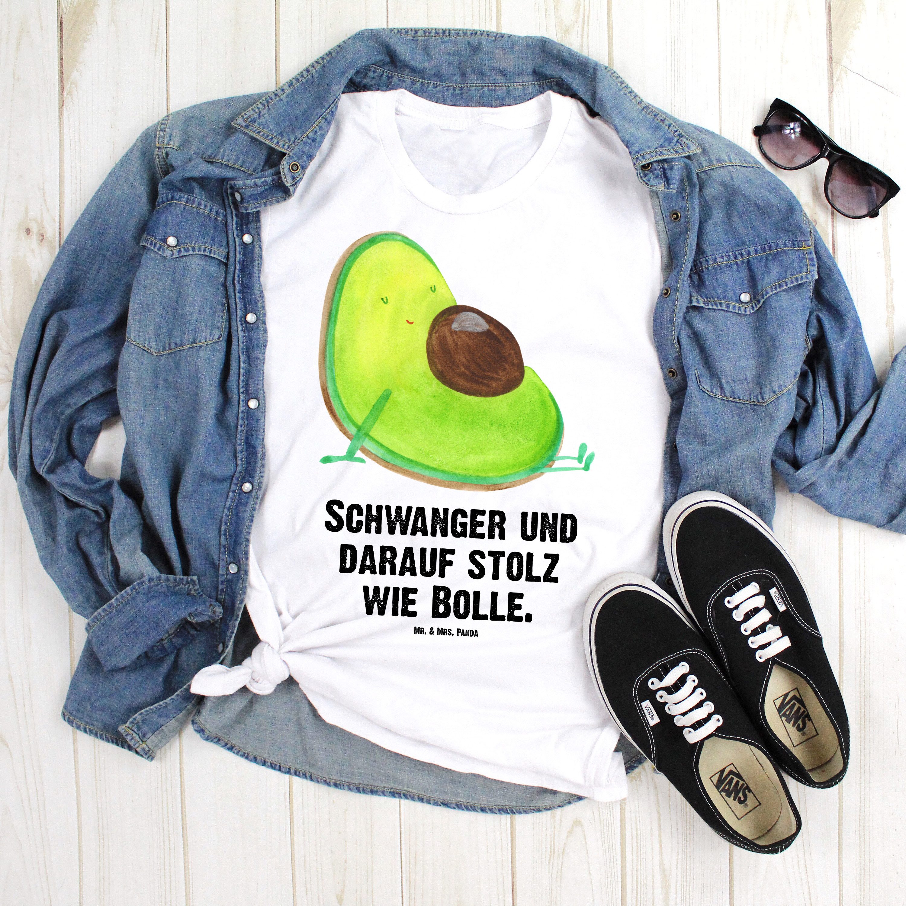 Mr. & Mrs. Panda T-Shirt Avocado Schwangerschaft, Größe XL T-Shirt, Weiß, Wunder, Schwangersch (Packung) Liebe T-Shirt Schwanger