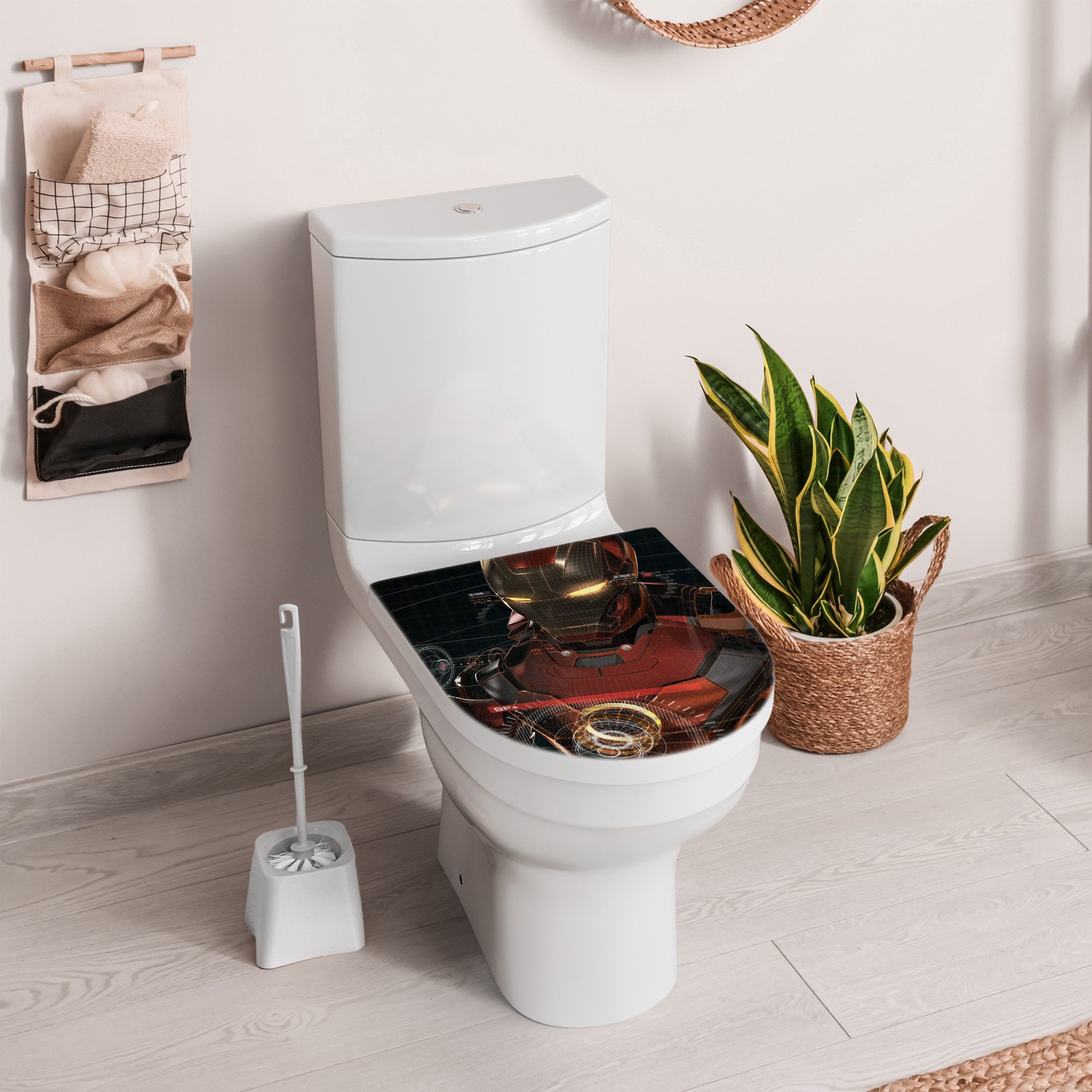 DEQORI WC-Sitz 'Legendäre Iron Man Anzug', WC Toilettensitz bedruckt Klobrille Toilettendeckel Motiv WC-Brille