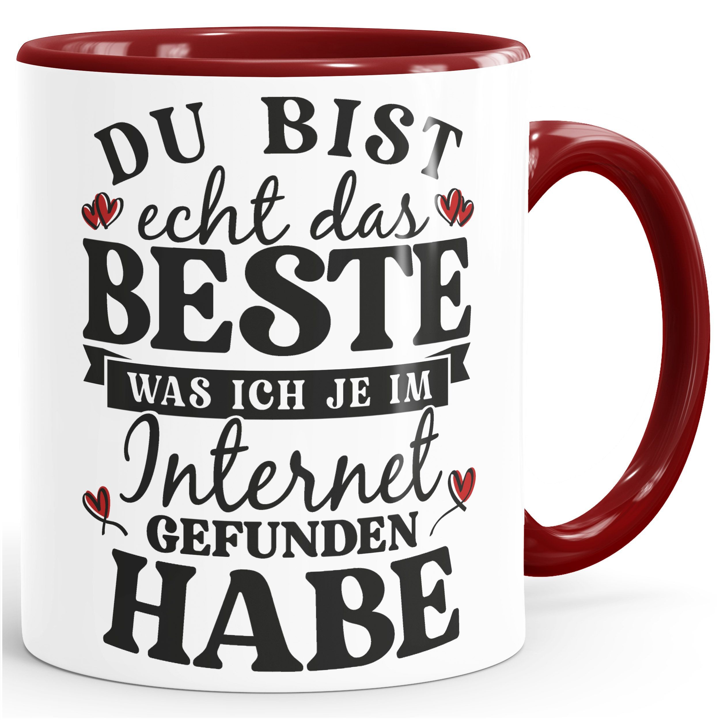 MoonWorks Tasse Tasse Spruch Liebe lustig Das Beste was ich im Internet gefunden habe, Keramik