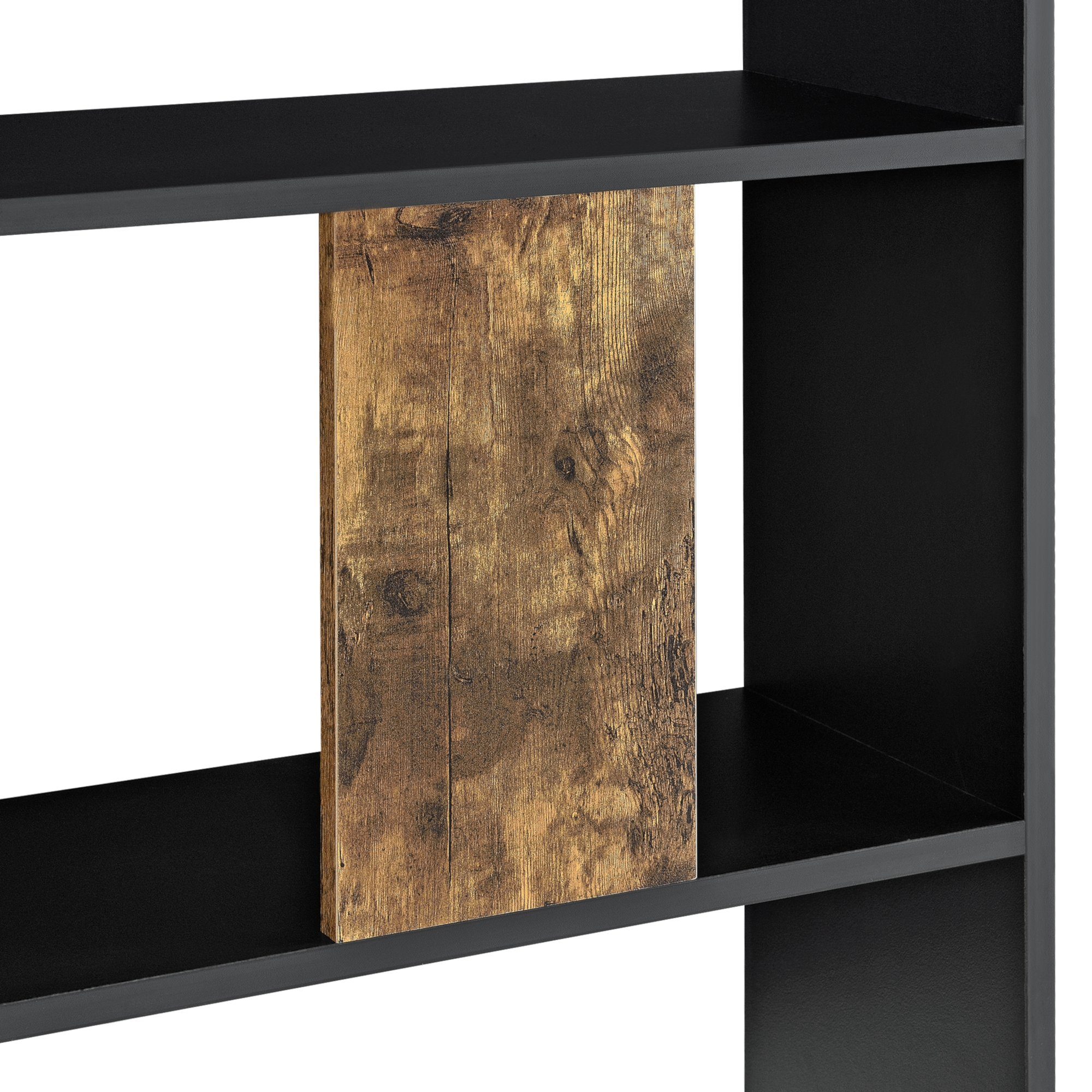 159x80x23,5cm holzfarben Bücherregal, Schwarz/D. 5 - Regal en.casa schwarz Holzton Ablageflächen mit »Aneby«