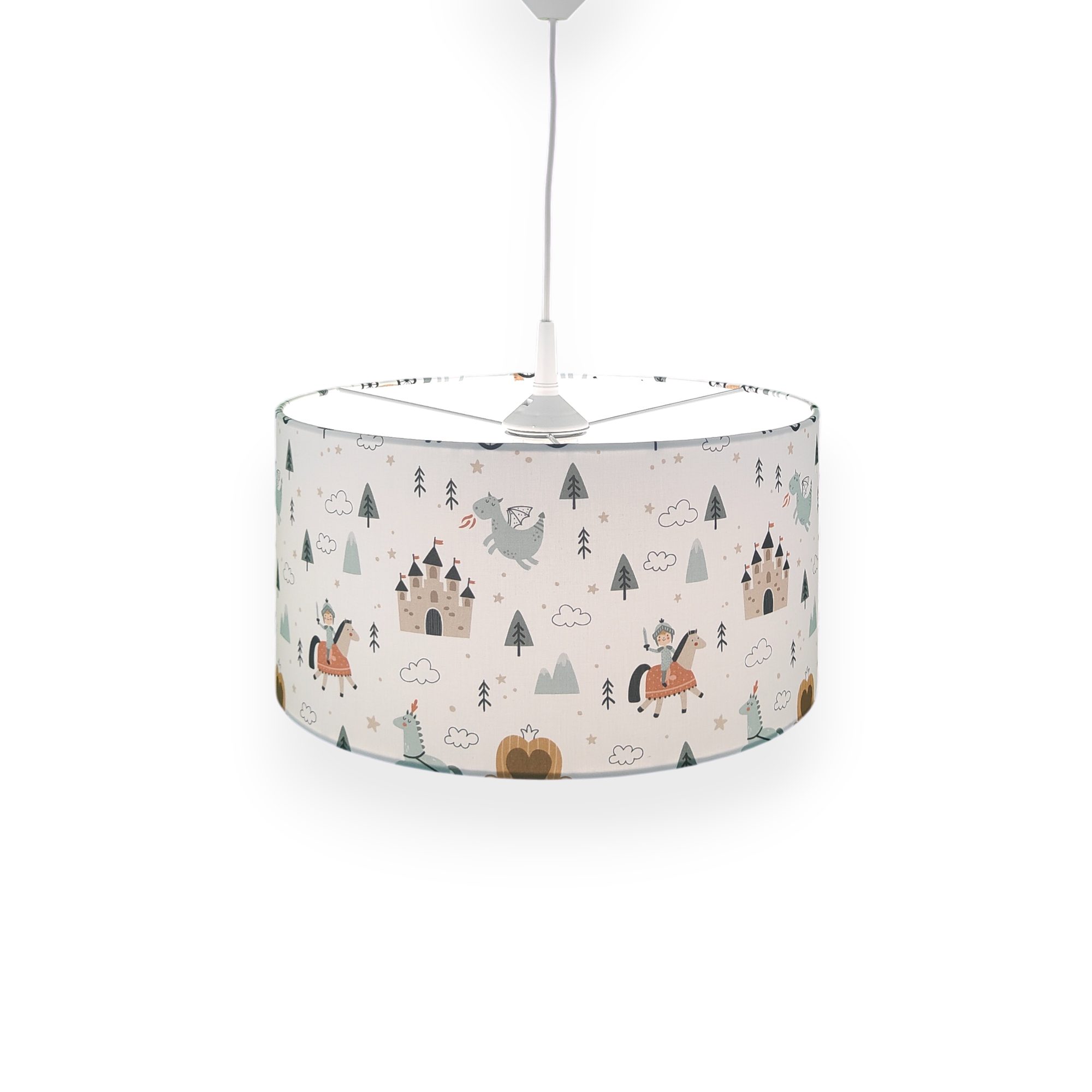 niermann Hängeleuchte Stoff-Pendelleuchte mit Motiv "Ritter Theo", Kinderzimmer, Kinderlampe, ohne Leuchtmittel, Stoffschirm, höhenverstellbare Pendelaufhängung, Made in Germany