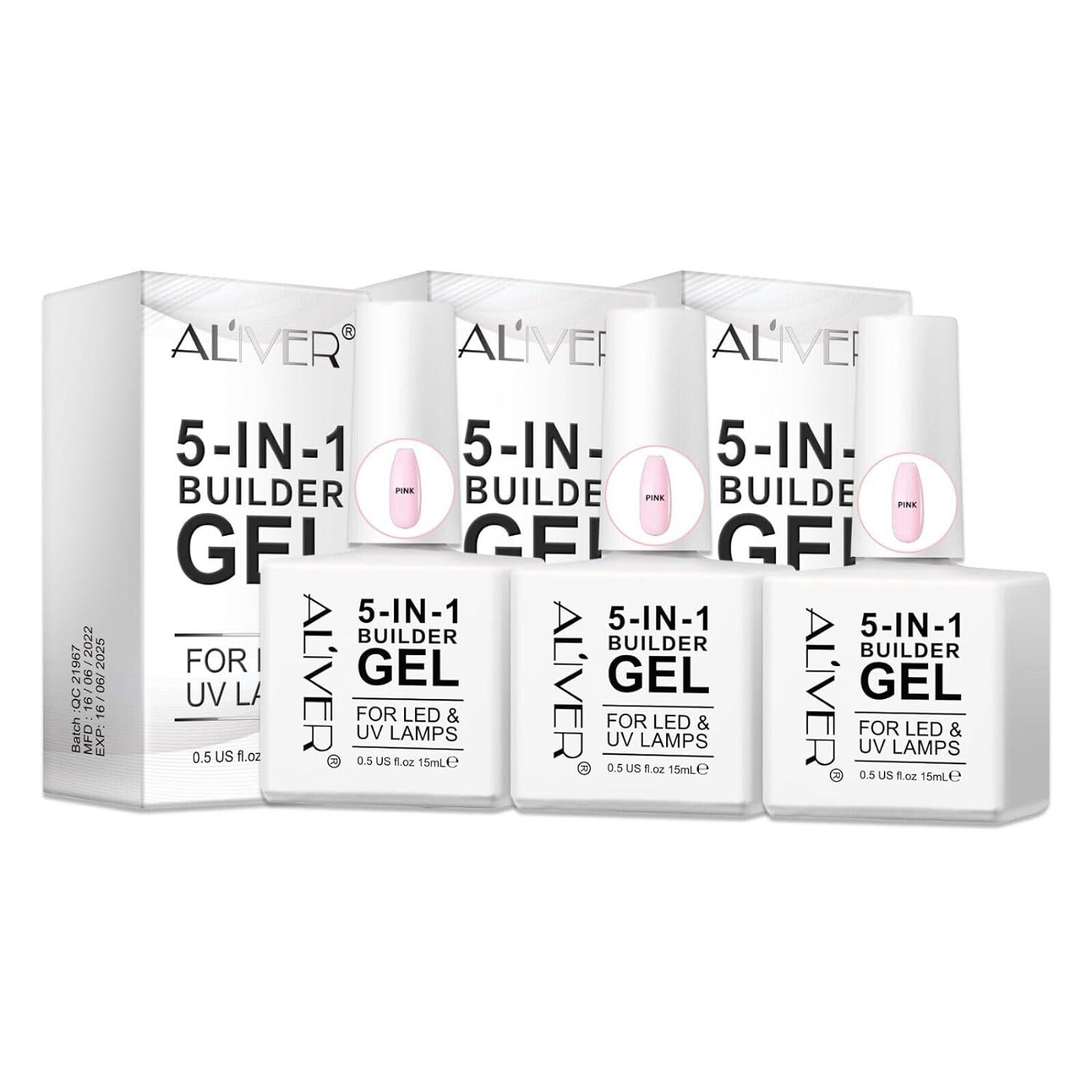 ALIVER Gel-Nagellack Nagelaufbau 5-in-1 Stärkendes Builder Nail Gel in 3 Farben