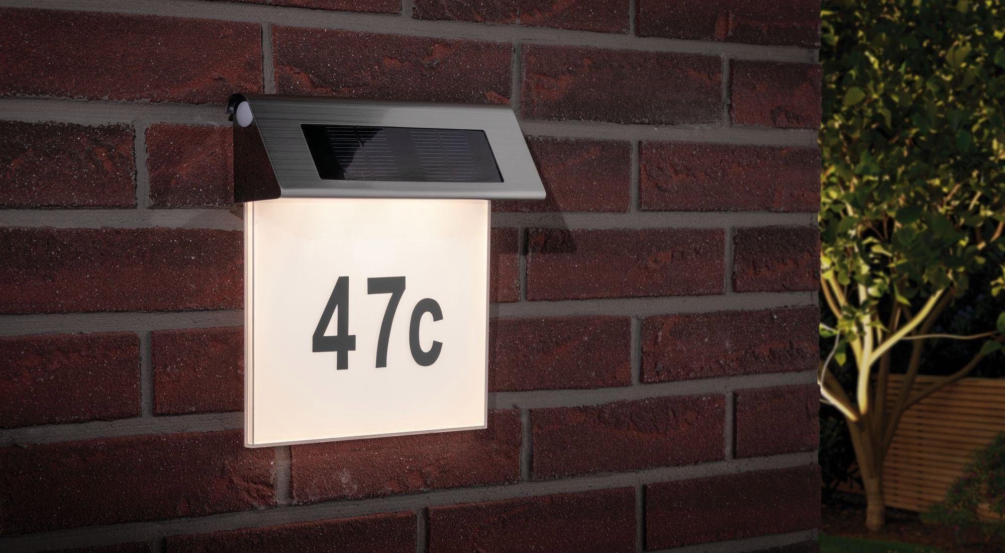 LED-Modul integriert, Tageslichtsensor, LED Außen-Wandleuchte Hausnummer, Paulmann fest LED Warmweiß,