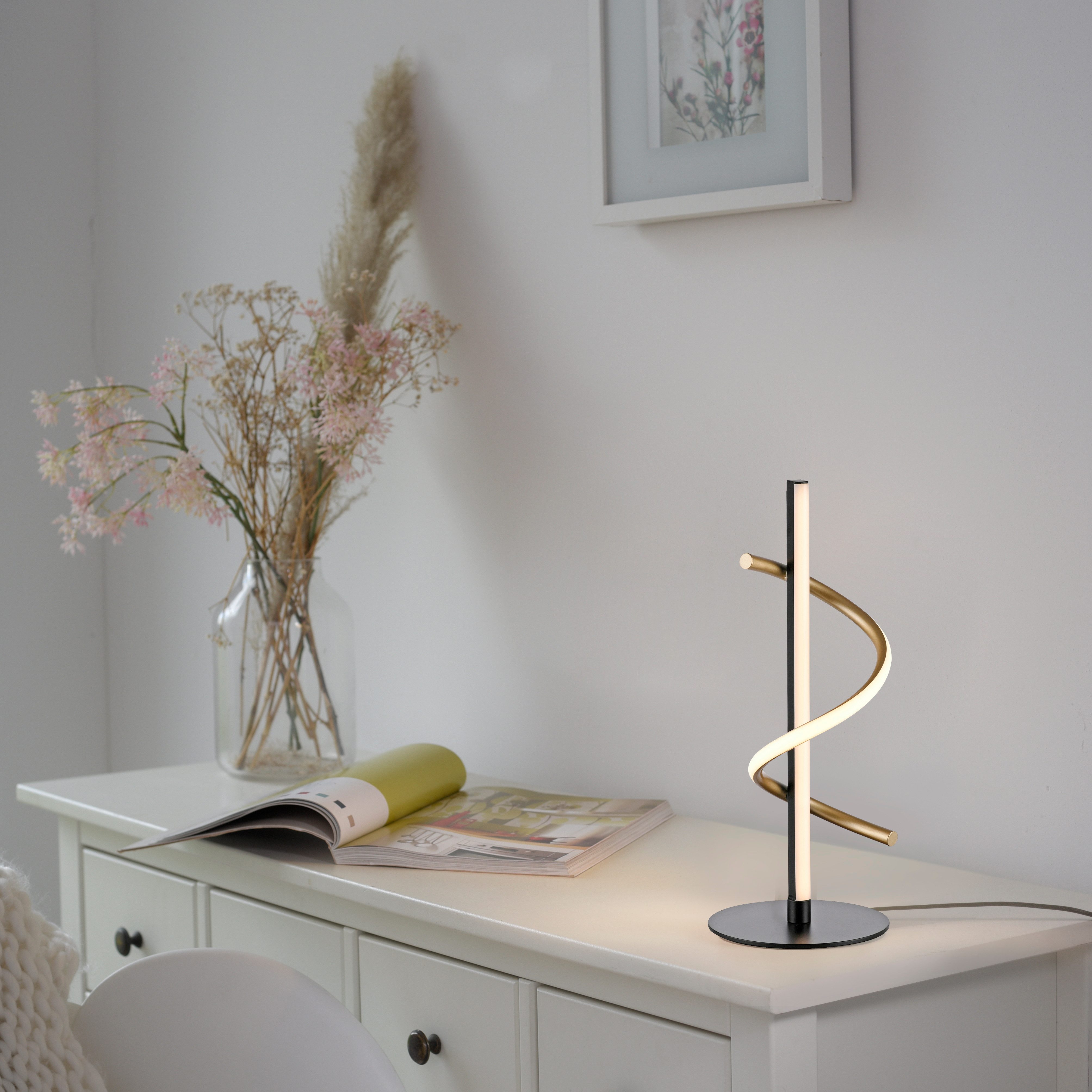JUST LIGHT Tischleuchte EMANDA, Dimmfunktion, LED fest integriert, Warmweiß, LED, dimmbar über Schnurdimmer