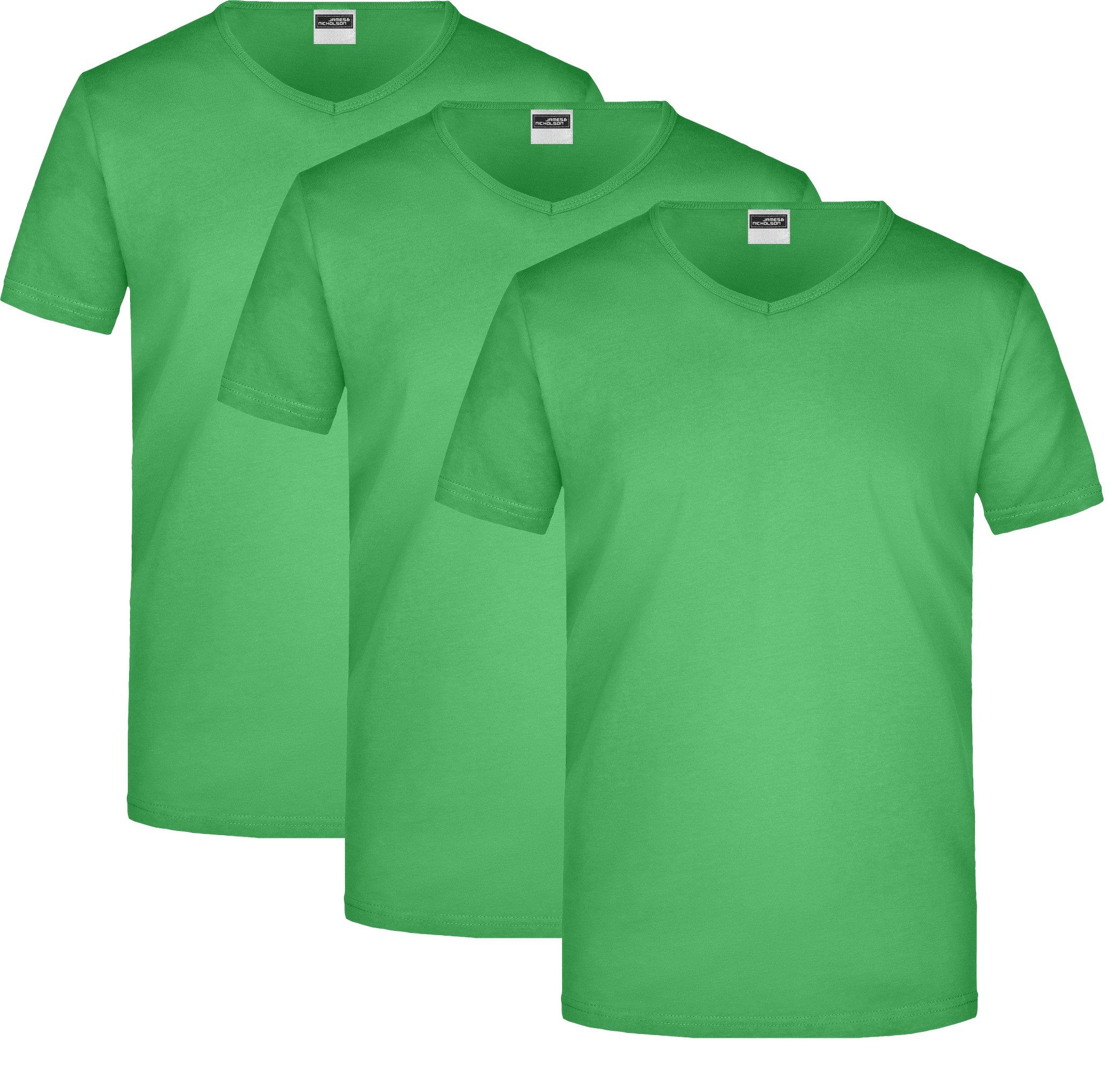 James & Nicholson T-Shirt 3er-Pack Figurbetontes Herren T-Shirt mit V-Ausschnitt JN912 (Spar-Set, 3er-Pack) Slimfit V-Shirt
