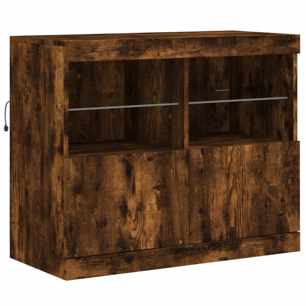 vidaXL Sideboard Sideboard mit LED-Leuchten Räuchereiche 81x37x67 cm (1 St) günstig online kaufen