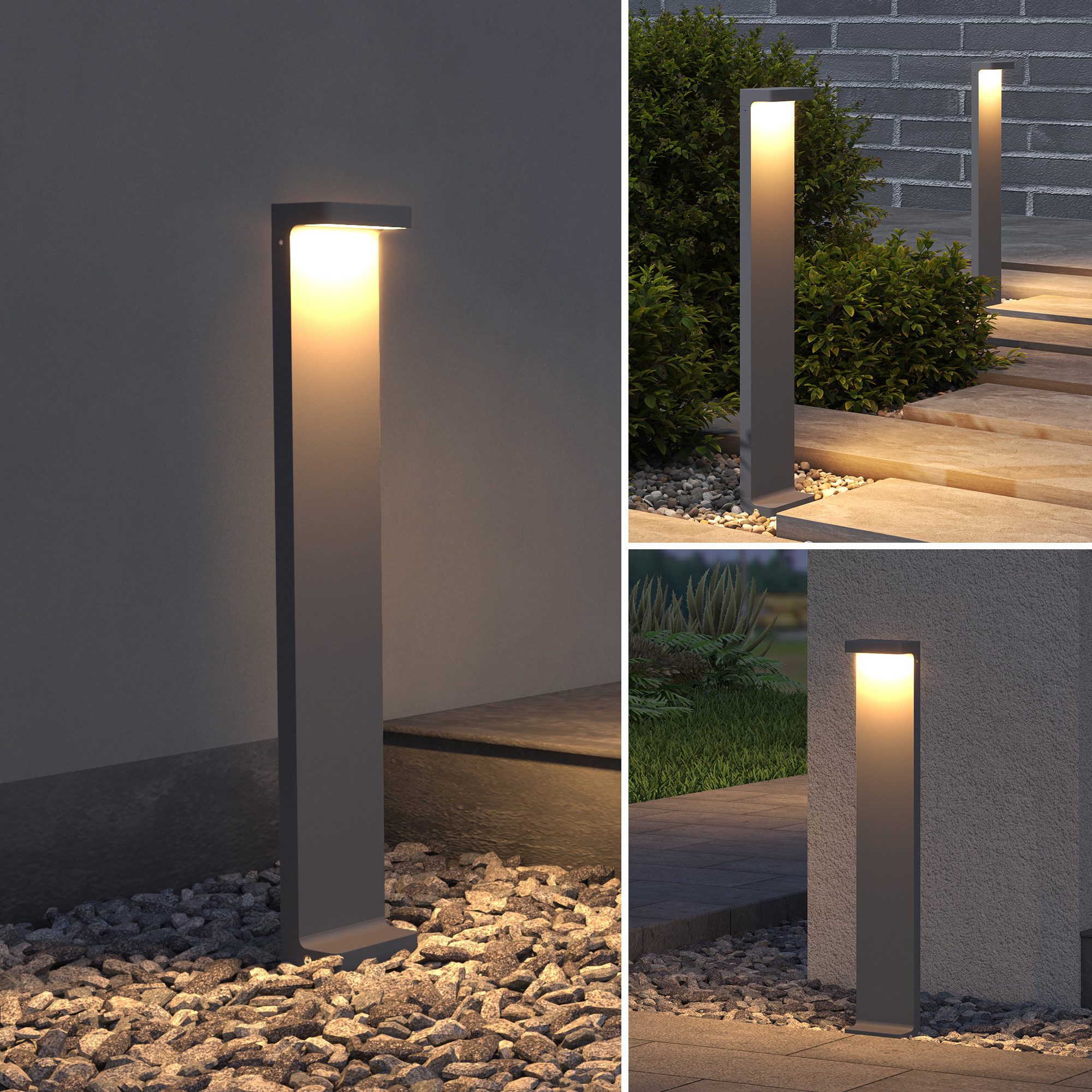 doporro LED Stehlampe Außenleuchte Außenlampe Gartenlampe Gartenleuchte Wegeleuchte, Warmweiß, Mit moderner COB-LED-Technologie; Glasabdeckungen