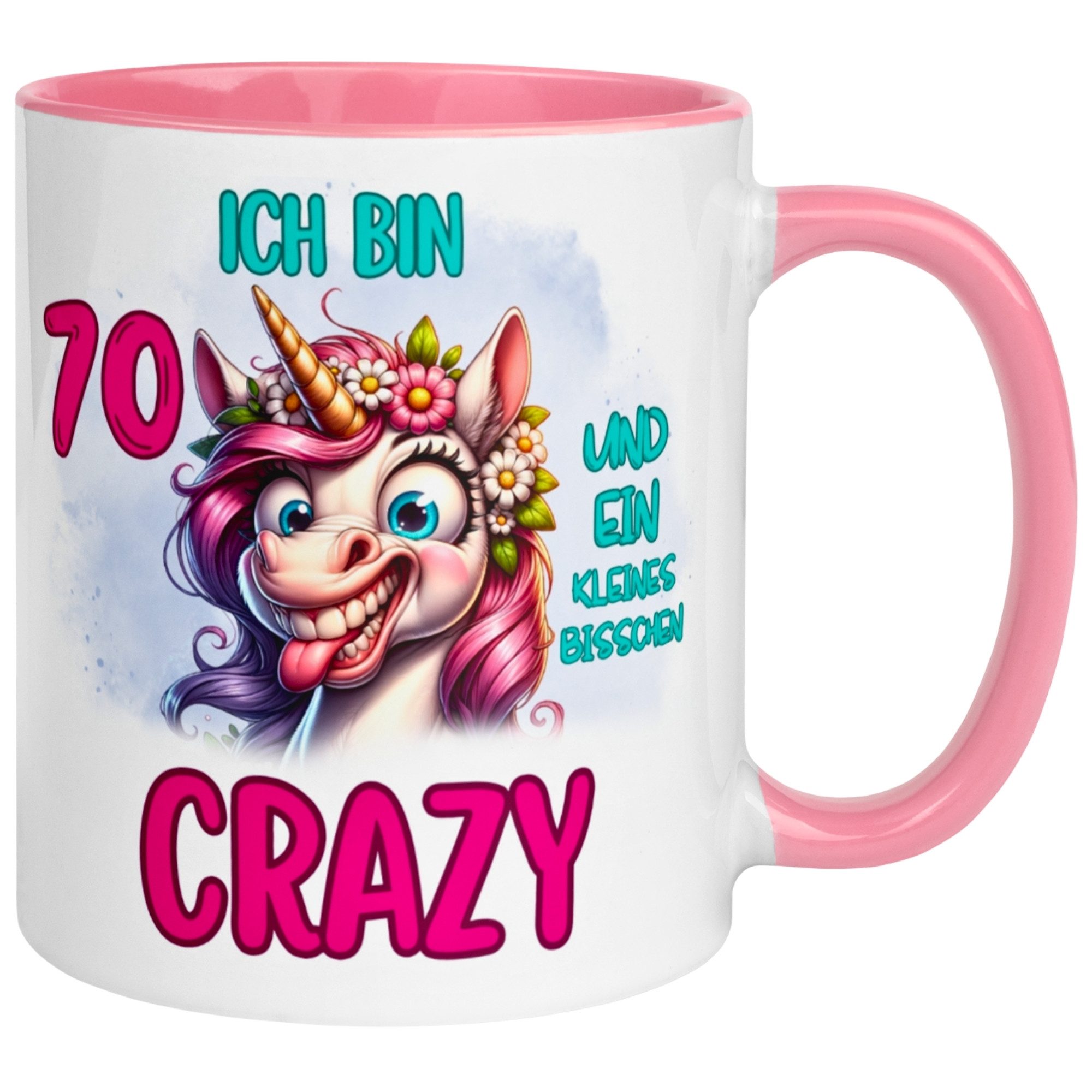 Momentals Tasse 70 Geburtstag Frau – Ein bisschen Crazy – Geburtstagsgeschenk Frauen, Gratis Versand · Links-&Rechtshänder · Spülmaschinenfest