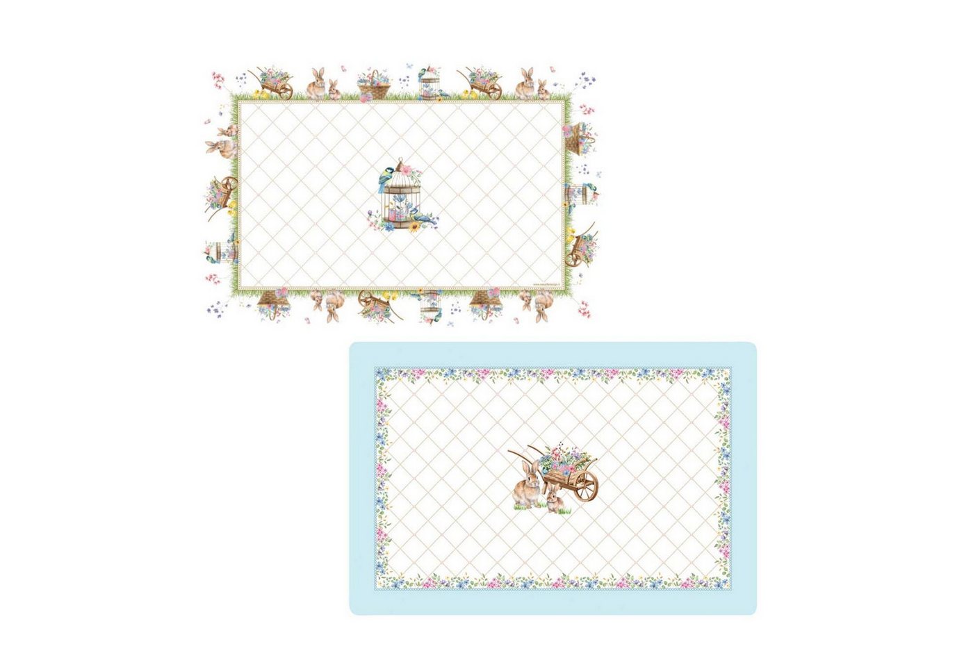 EasyLife Platzset Spring Bloom, Höhe: cm, Farbe: Mehrfarbig, Motiv: Hasen & Blumenkörbe
