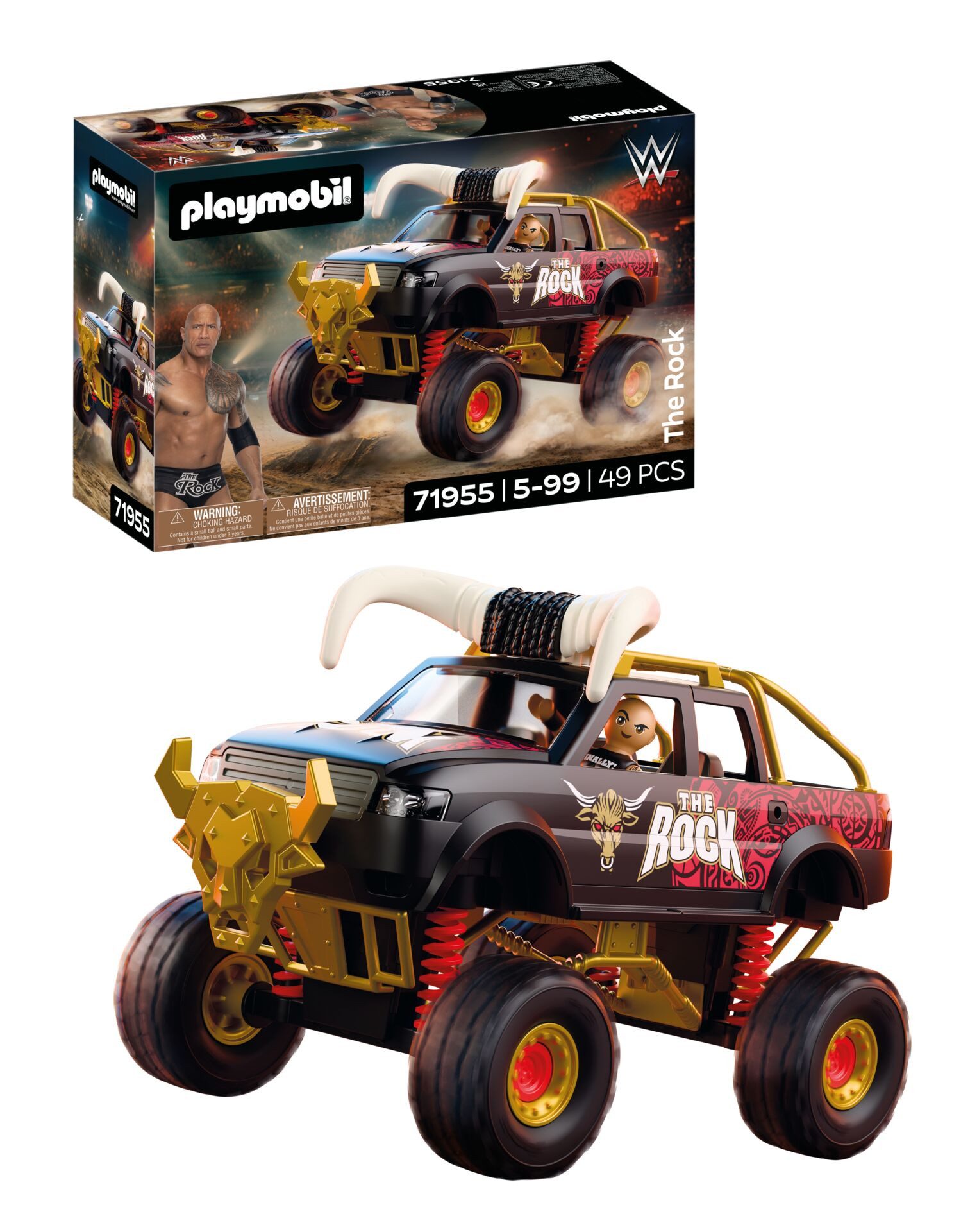 Playmobil® WWE The Rock Monster Truck (71955), WWE Konstruktions-Spielset, Made in Europe