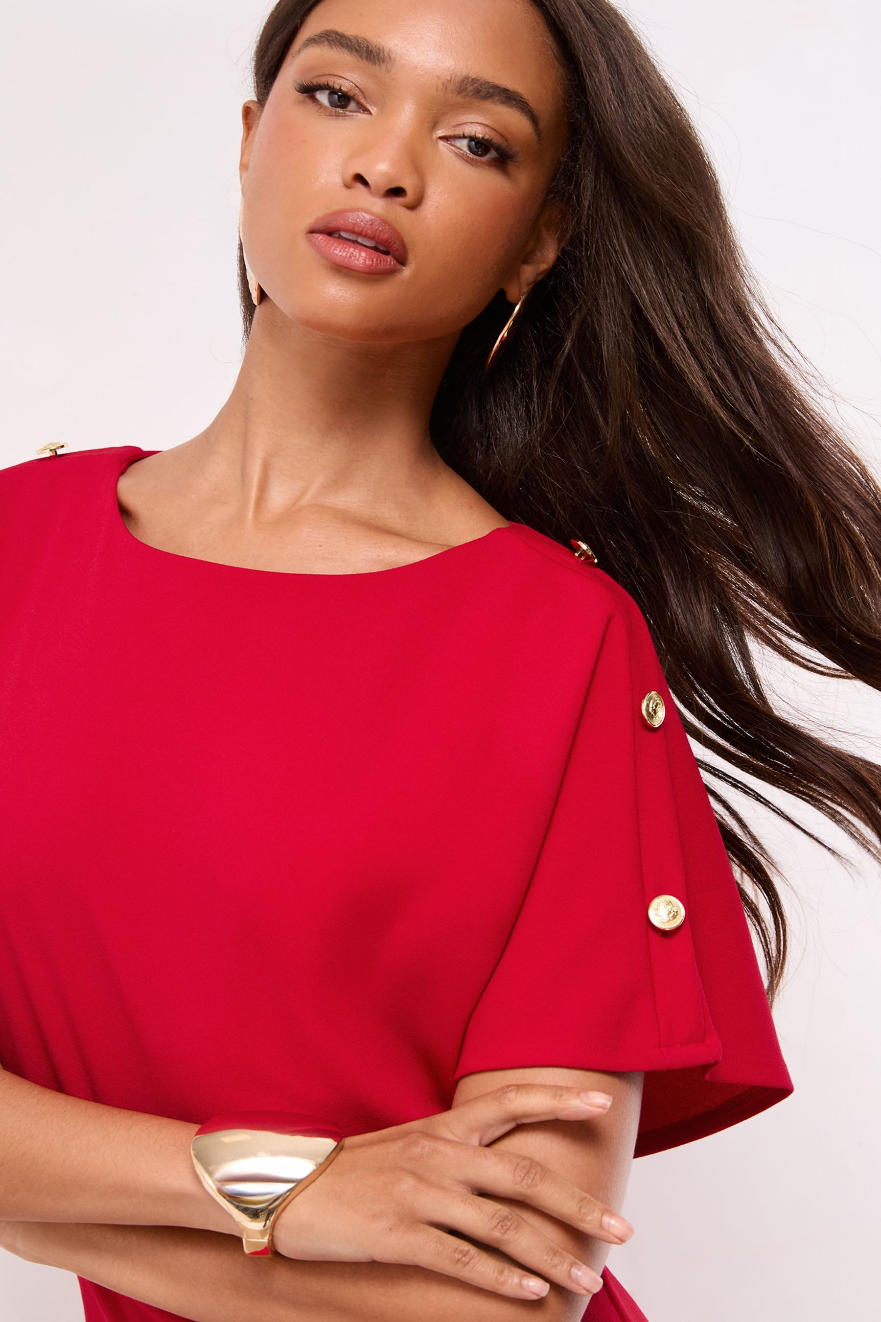 LIPSY Midikleid Lipsy enges Blouson-Midikleid mit Knopf, Regular (1-tlg)