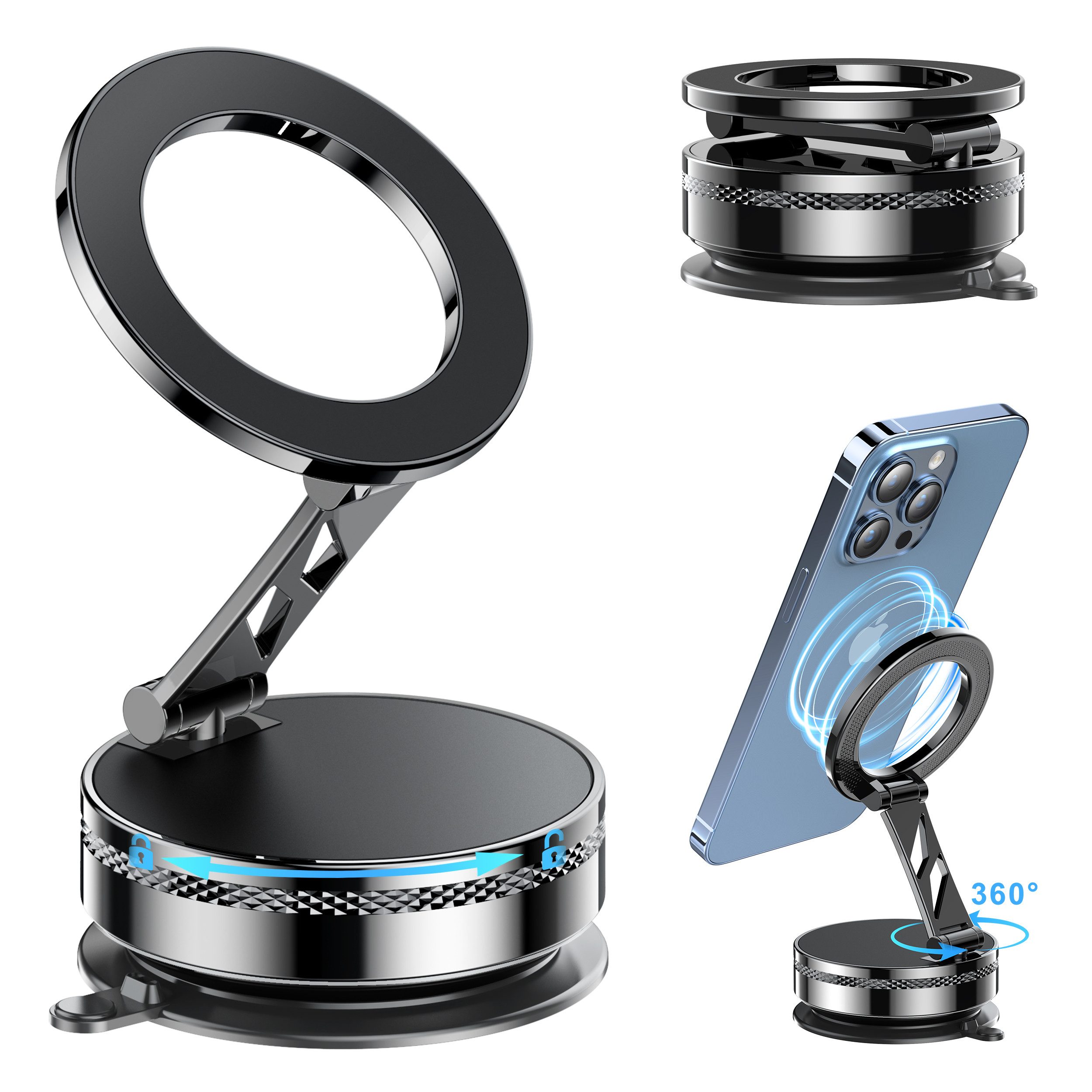 Luckice Smartphone-Halterung Autotelefonhalterung Handyhalterung Auto, (360° verstellbare magnetische Vakuum-Handyhalterung, kompatibel mit iPhone 17 Pro Max, 16, 15, 14, 13 und 12)