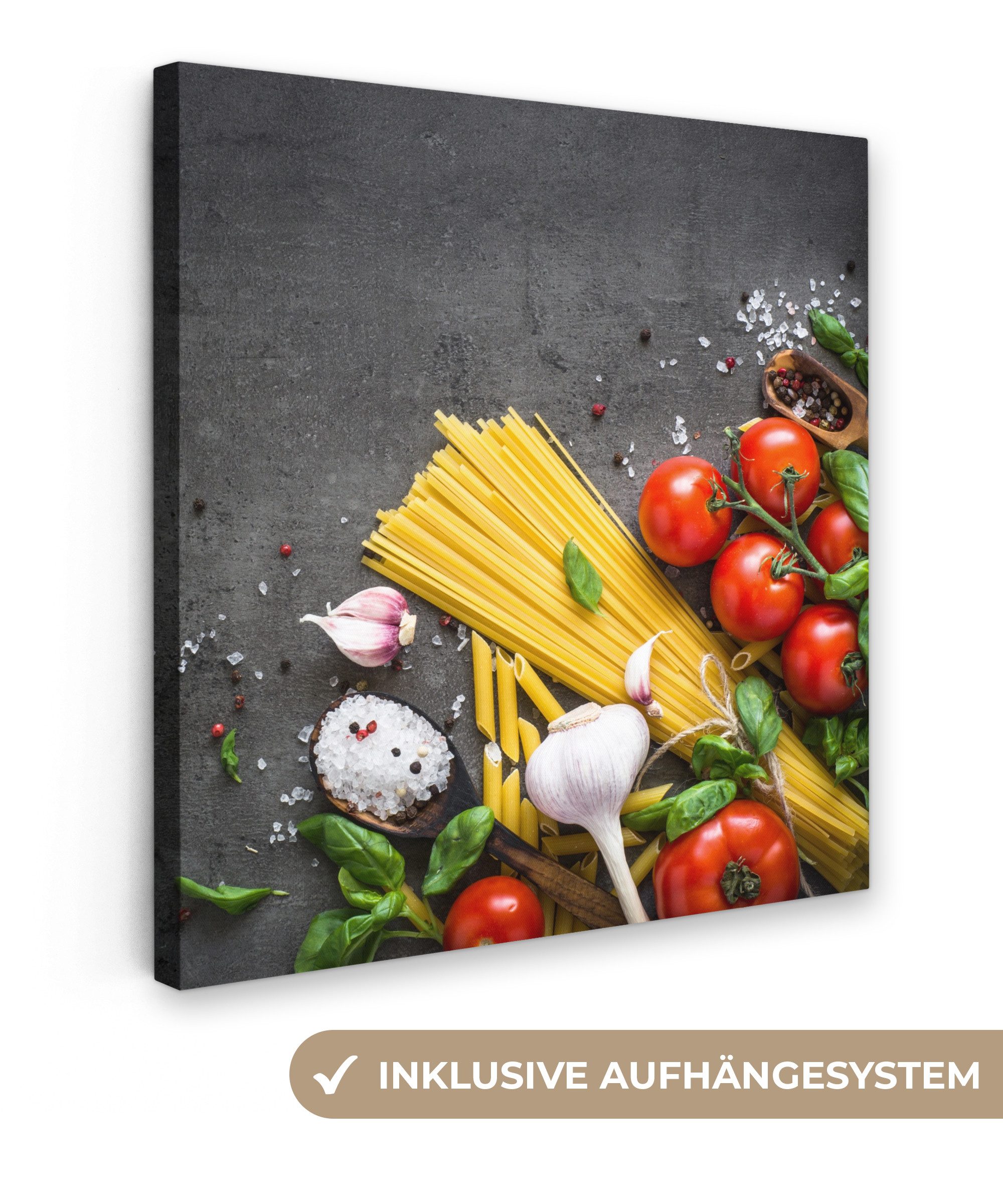 OneMillionCanvasses® Leinwandbild Nudeln - Kräuter - günstig online kaufen