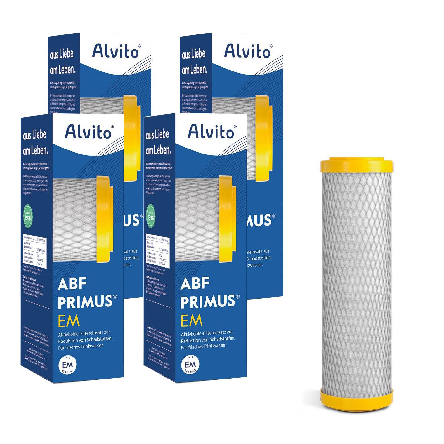 Alvito Ersatzfilter, 4x ABF Primus EM Filterpatrone 0,45 µm - mit Belebung *SPARPREIS*