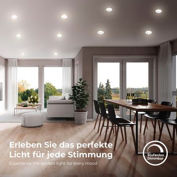 B.K.Licht LED Einbauleuchte BK_EL1573 LED Einbauleuchten IP65 5er-Set Kunststoff Weiß, LED fest integriert, Warmweiß, Dimmbar inkl. 5 x LED-Platine 4,9W 480lm 3.000K