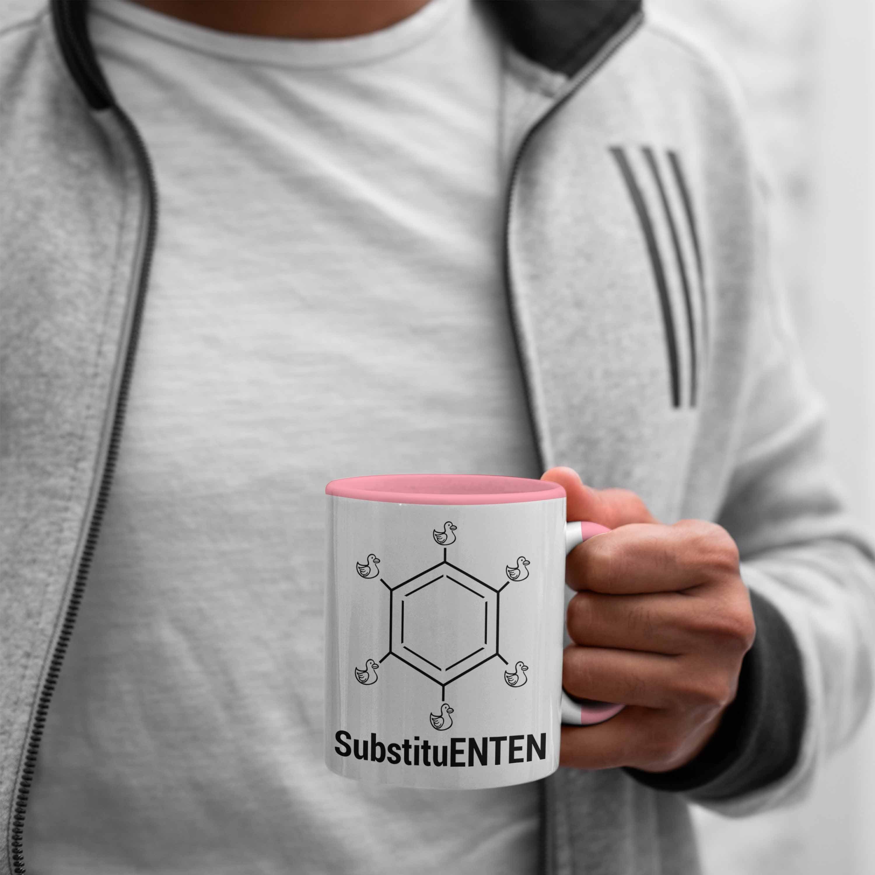 Organische Witz SubstituENTEN Kaffee Trendation Rosa Tasse Tasse Chemiker Chemie Chemie Ente