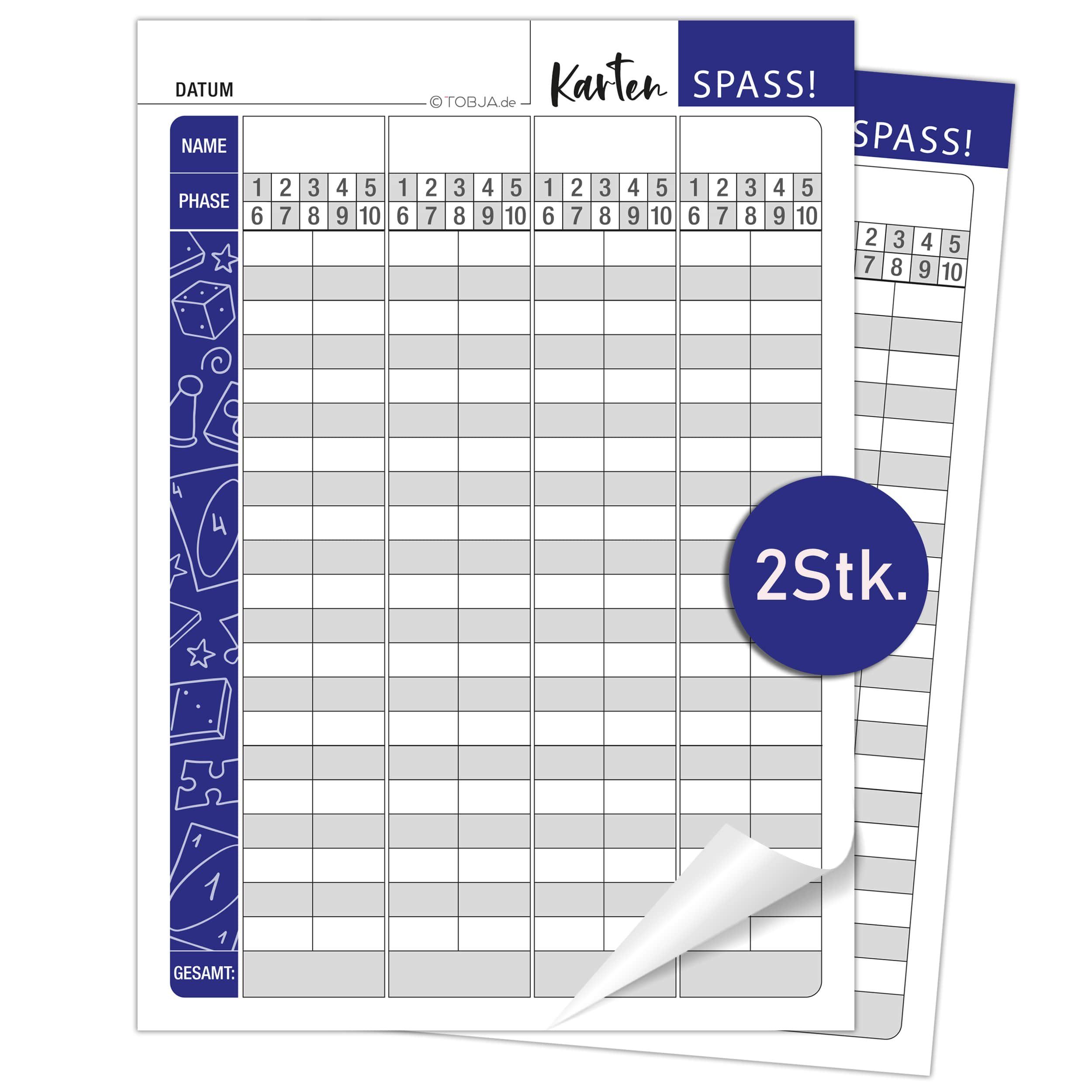 TOBJA Spiel, Logikspiel Phase X A5 2er Set Block Ersatzblock Kartenspiel, Wertungsblock mit Phase A5 oder A6