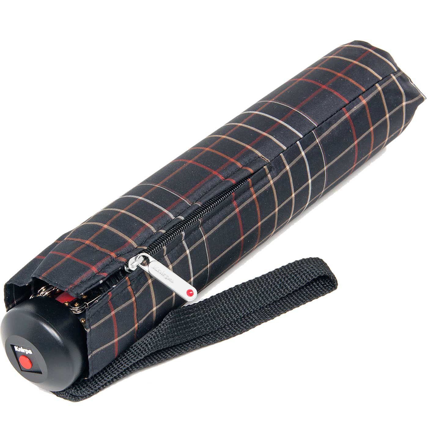 Knirps® Taschenregenschirm mit stabiler Karo-Muster klassisch-edel Herrenschirm Auf-Automatik, mit