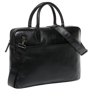 SID & VAIN Laptoptasche »BOSTON«, Laptoptasche 17 Zoll echt Leder Unisex, Aktentasche schwarz