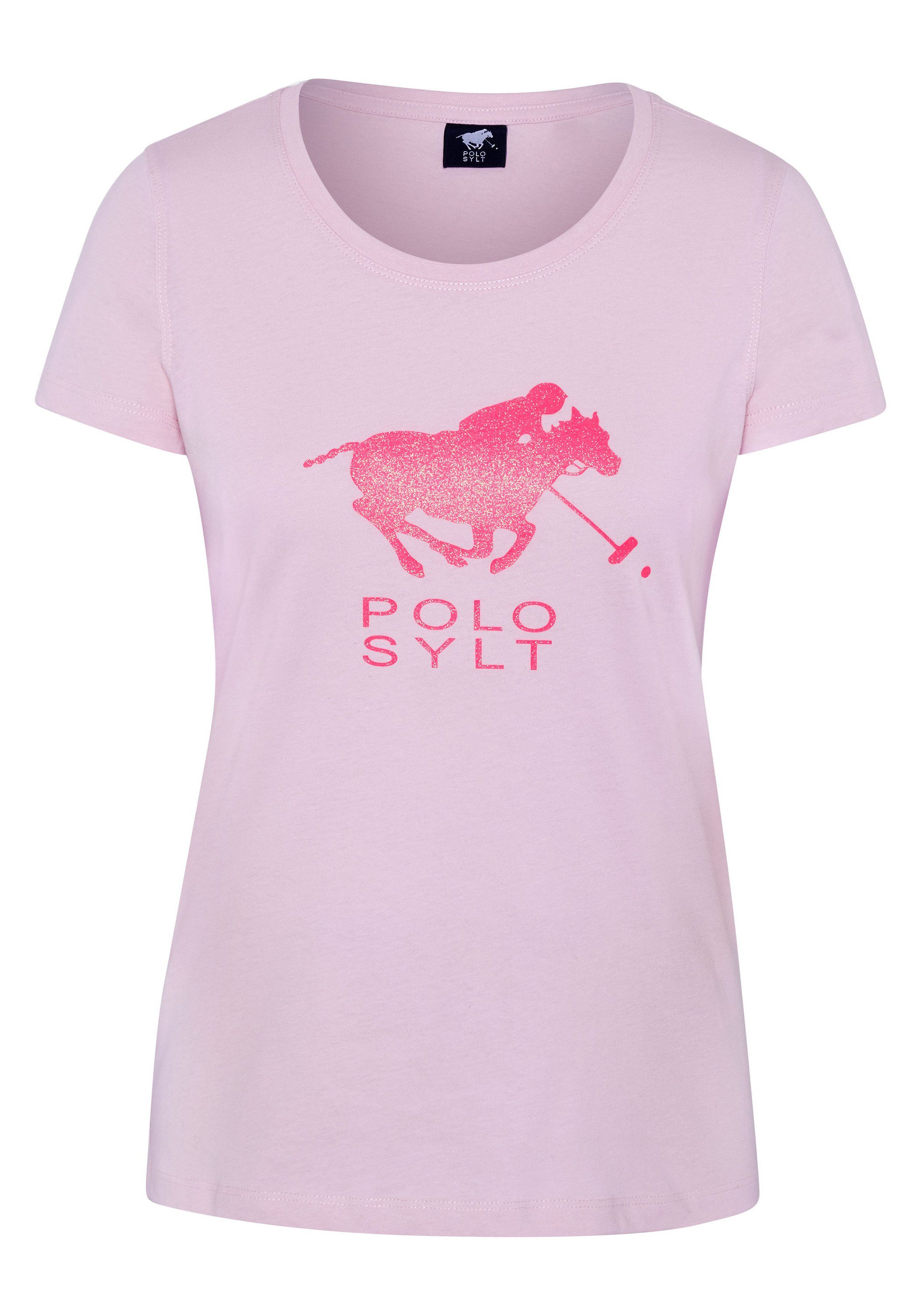 Polo Sylt Print-Shirt in figurbetonter Passform Pink Lady | Rundhalsshirts