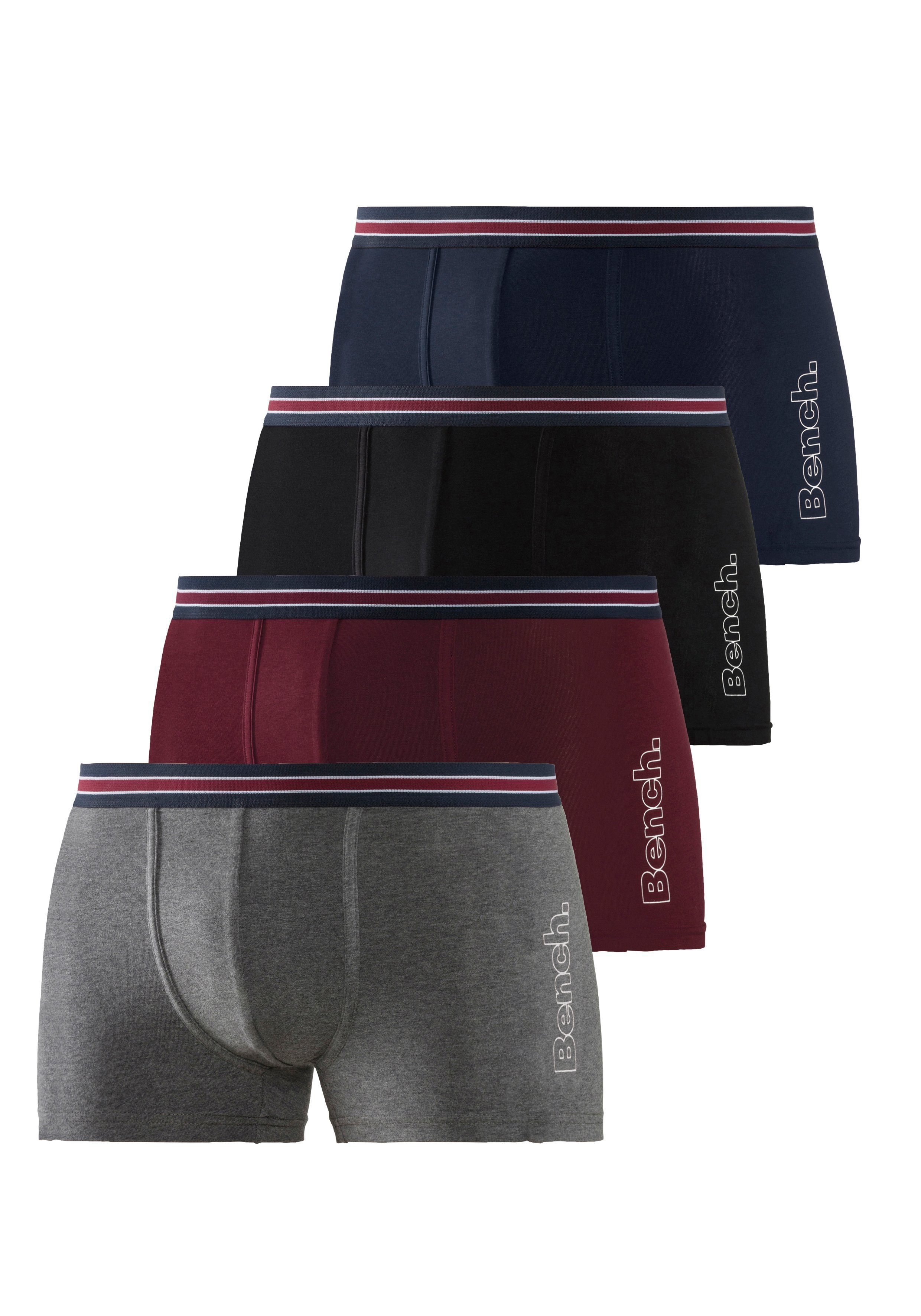 Bench. Boxer Boxershorts für Herren (Packung, 4-St) Unterhosen mit seitlichem Logo Druck – Bild 2 von 5