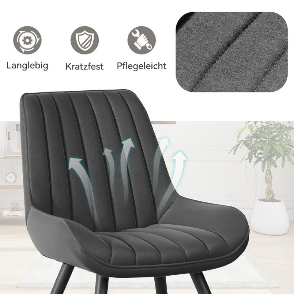 HawthyHome Esszimmerstuhl Stuhlset – Polsterstühle, Moderner Küchenstuhl (4 St), mit Ergonomischer Rückenlehne und Metallbeinen, 4er Set – Bild 5 von 5