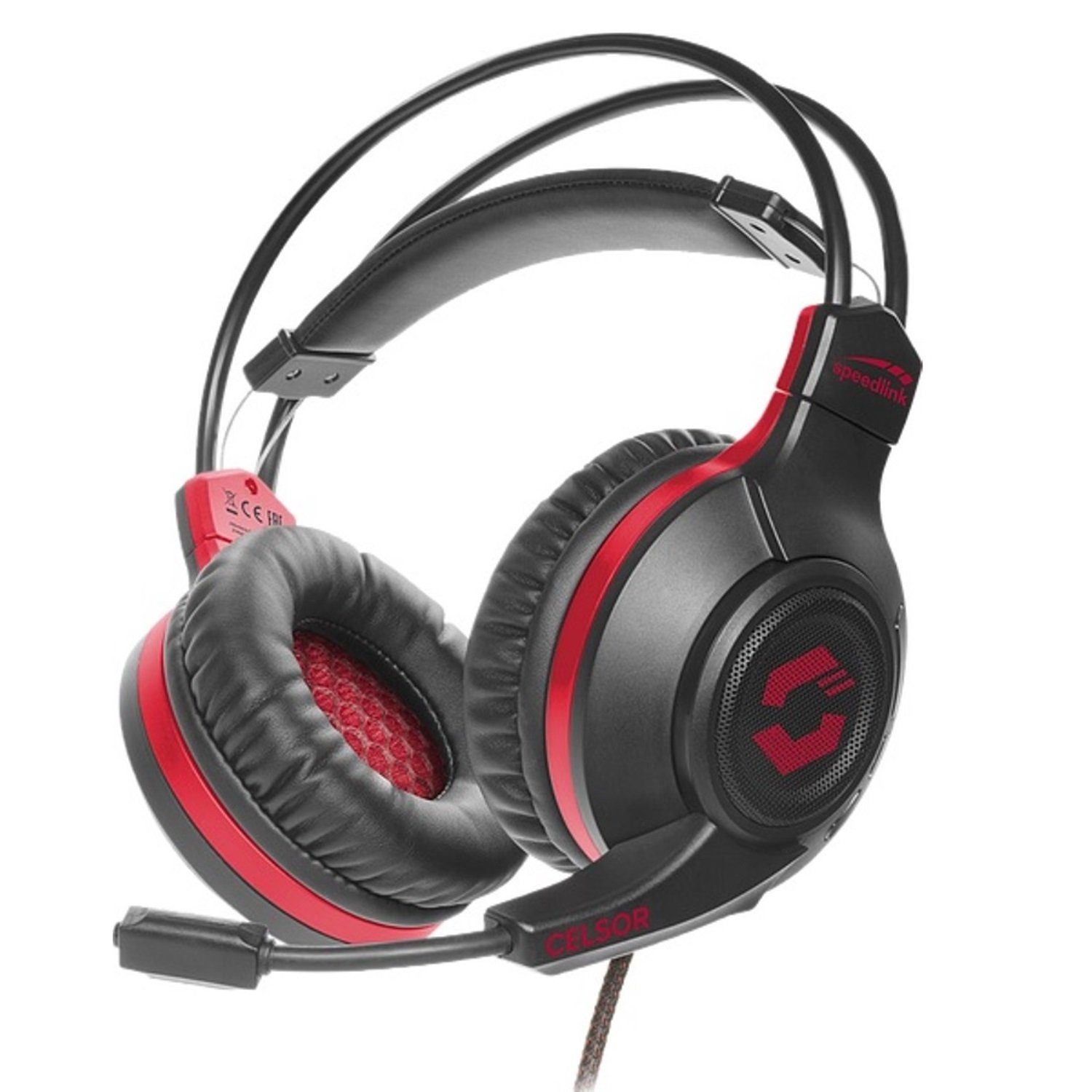 Speedlink CELSOR Gaming Headset Gamer Kopfhörer Headset (Kabelfernbedienung für Lautstärkeregelung und Mikrofon-Stummschaltung, kabelgebunden, 2x 3,5mm Klinke, Boom Mikrofon, Kabel-Fernbedienung, 2,3m)