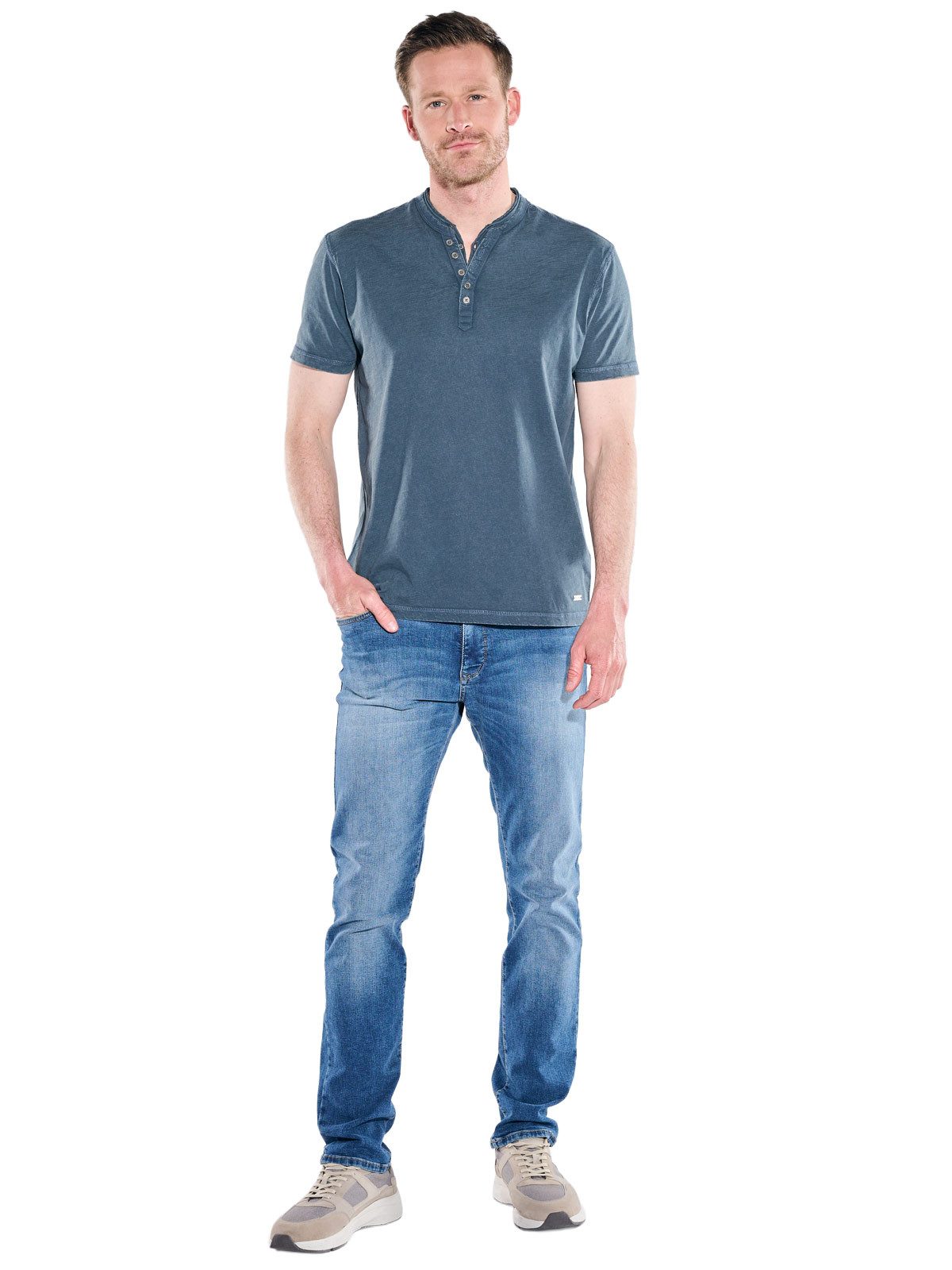 Engbers T-Shirt Herren Henley T-Shirt mit Knopfleiste, Indigoblau